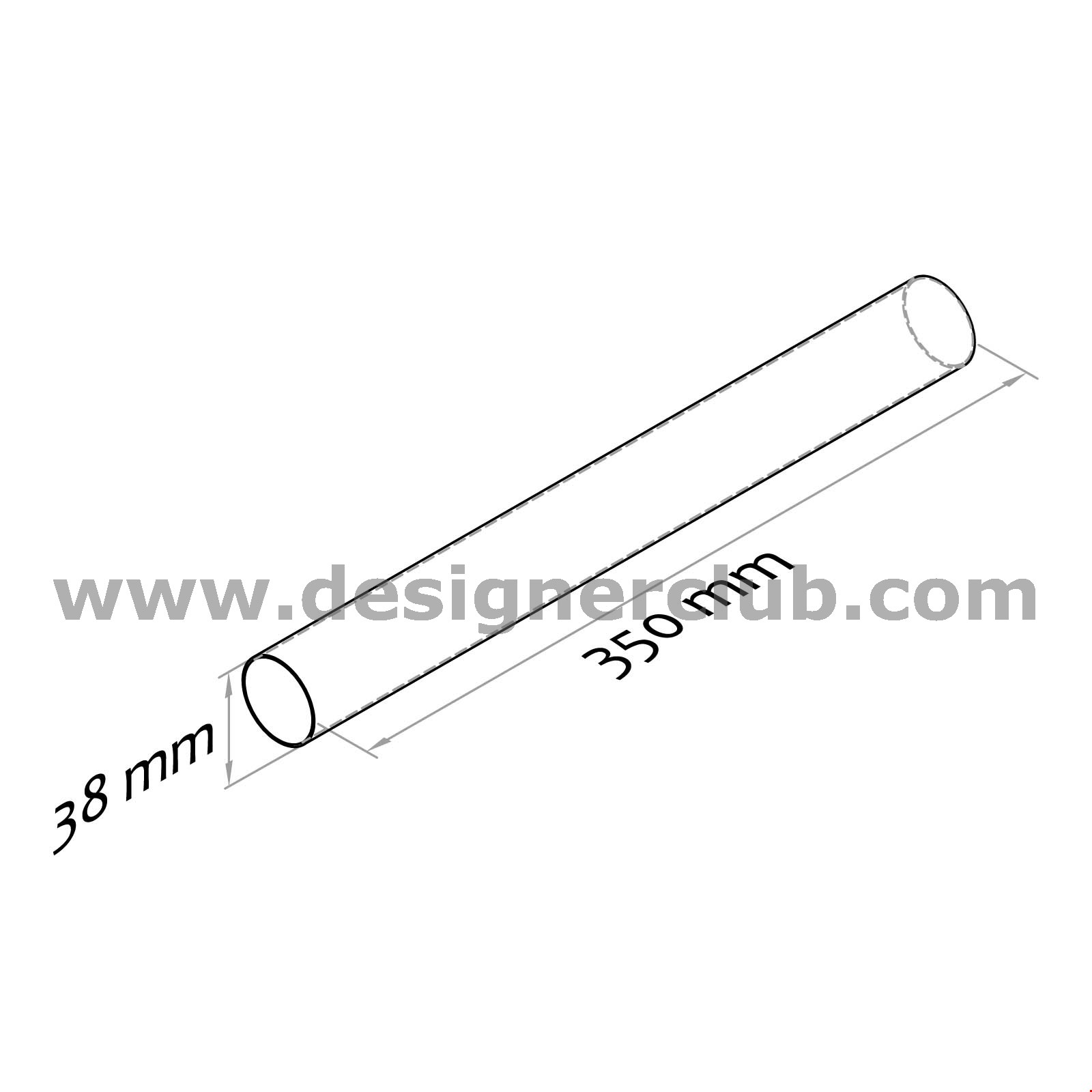 TUBO TRASPARENTE IN PVC LUNGH. MM. 350 DIAM. 38 MM. 