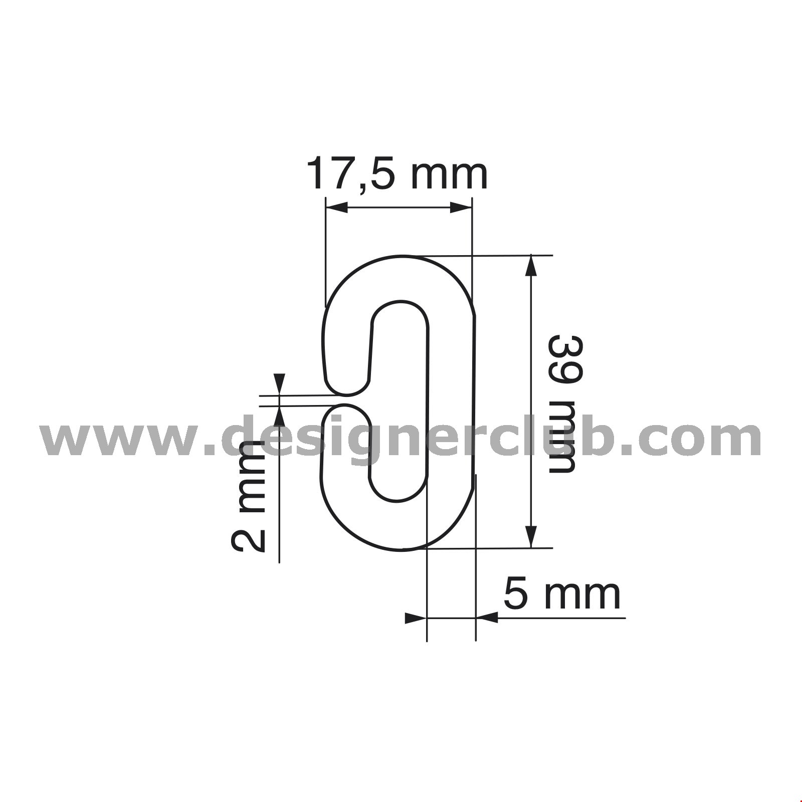GANCIO A C IN PLASTICA MM. 39 TRASPARENTE