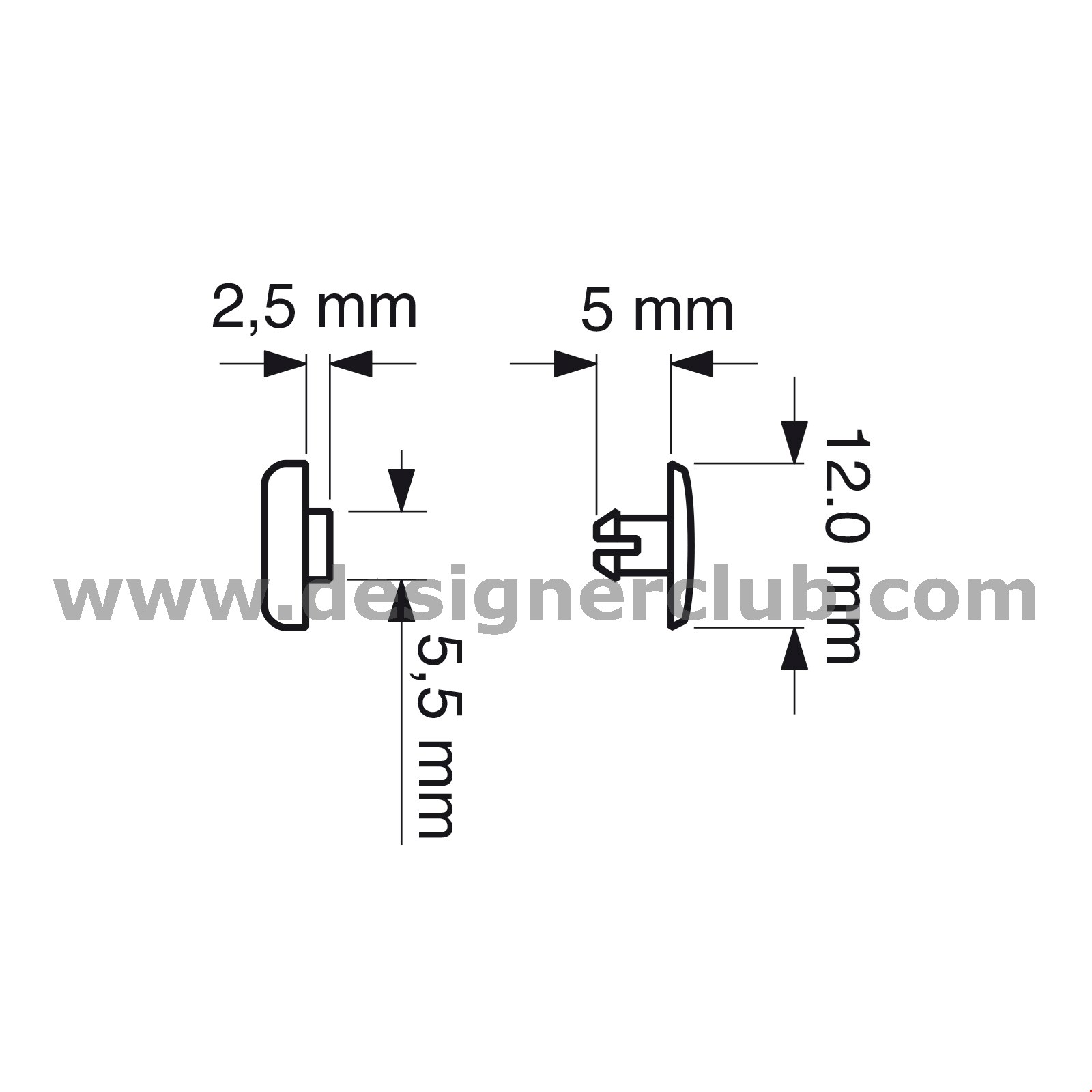 RIVETTO AD INCASTRO TESTA MM. 12 PER SPESSORE MM. 2,5 NERO