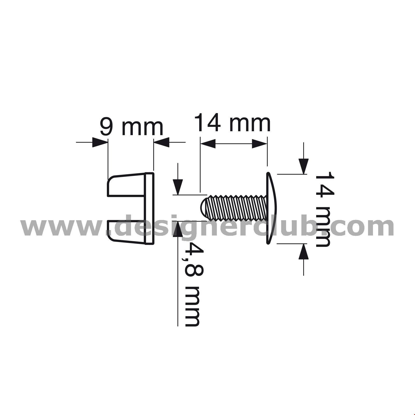 VITE TRASPARENTE TESTA MM. 14 PER SPESSORI DA MM. 0 A 12