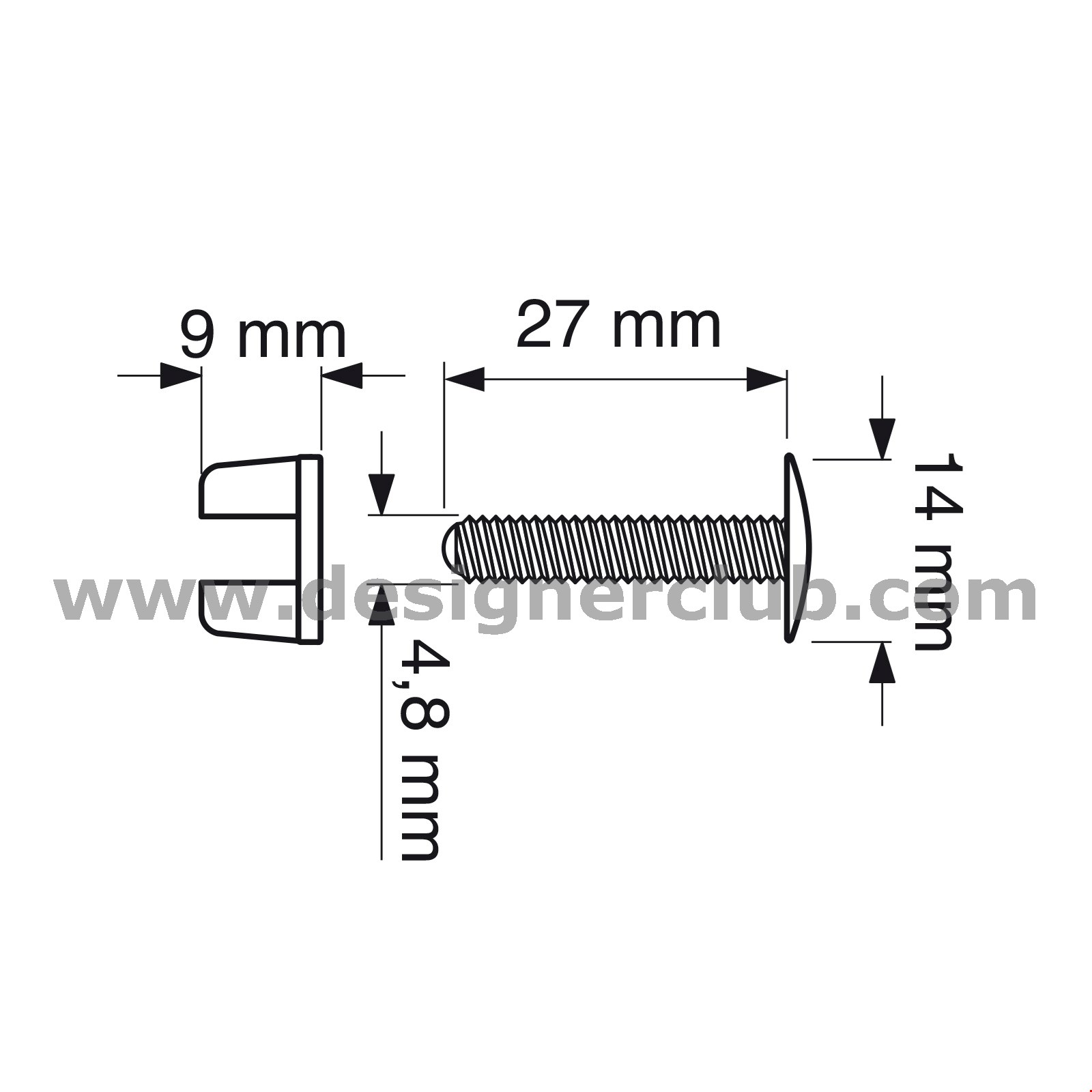 VITE TRASPARENTE TESTA MM. 14 PER SPESSORI DA MM. 0 A 25
