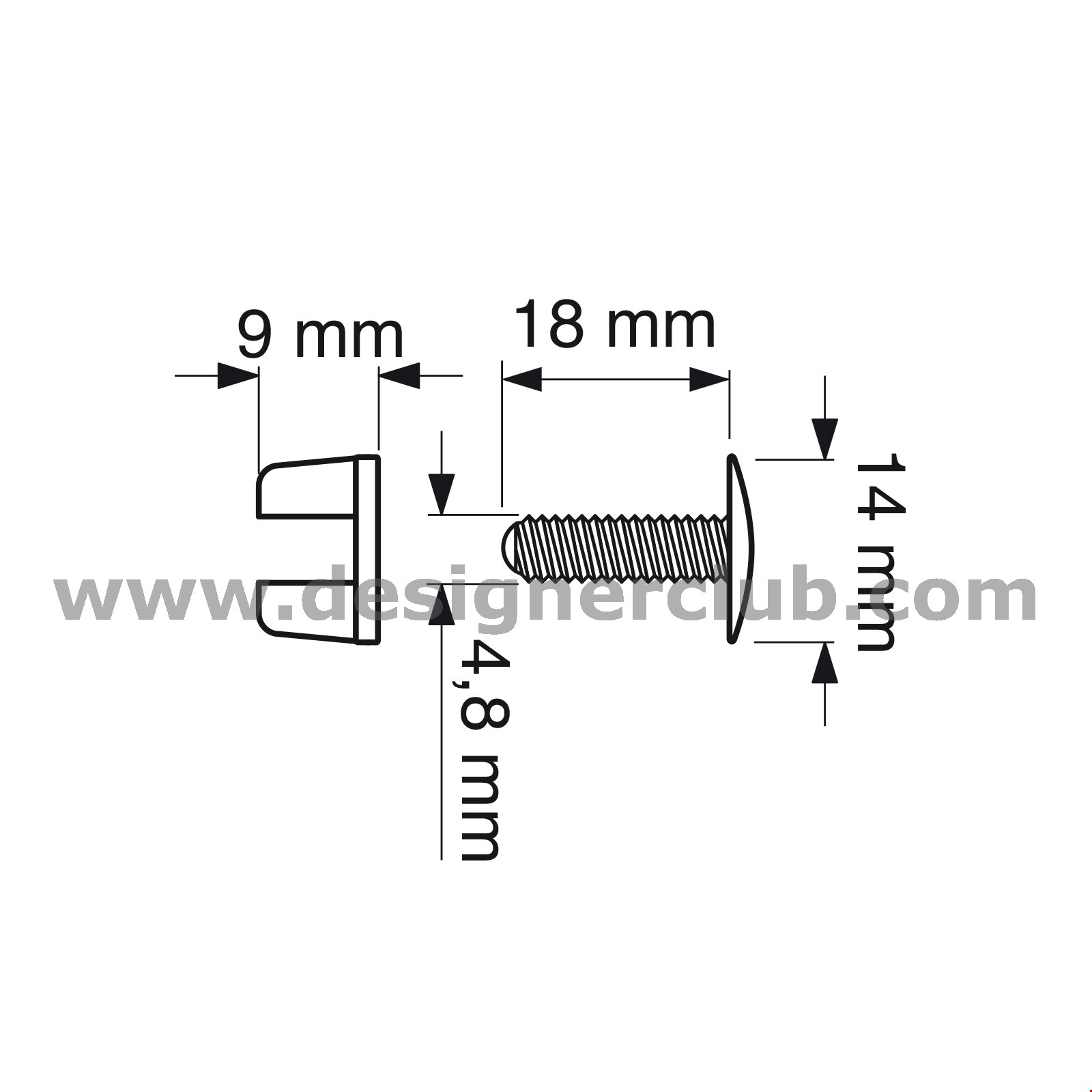VITE TRASPARENTE TESTA MM. 14 PER SPESSORI DA MM. 0 A 16