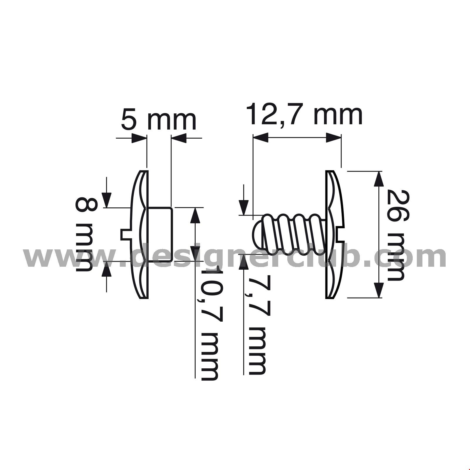 BULLONE TESTA MM. 27 PER SPESSORI DA MM. 6 A 11 NERO