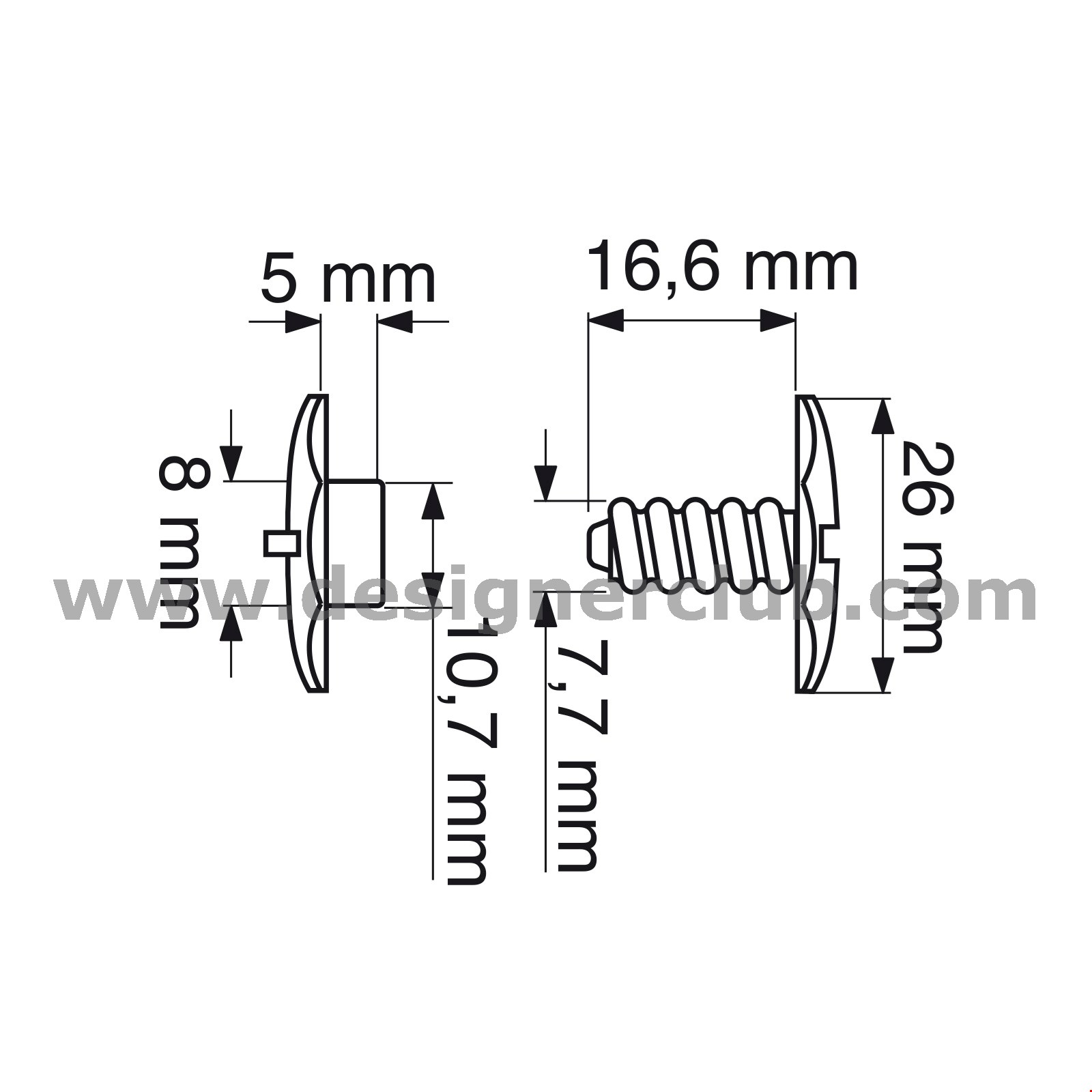 BULLONE TESTA MM. 27 PER SPESSORI DA MM. 6 A 15 NERO