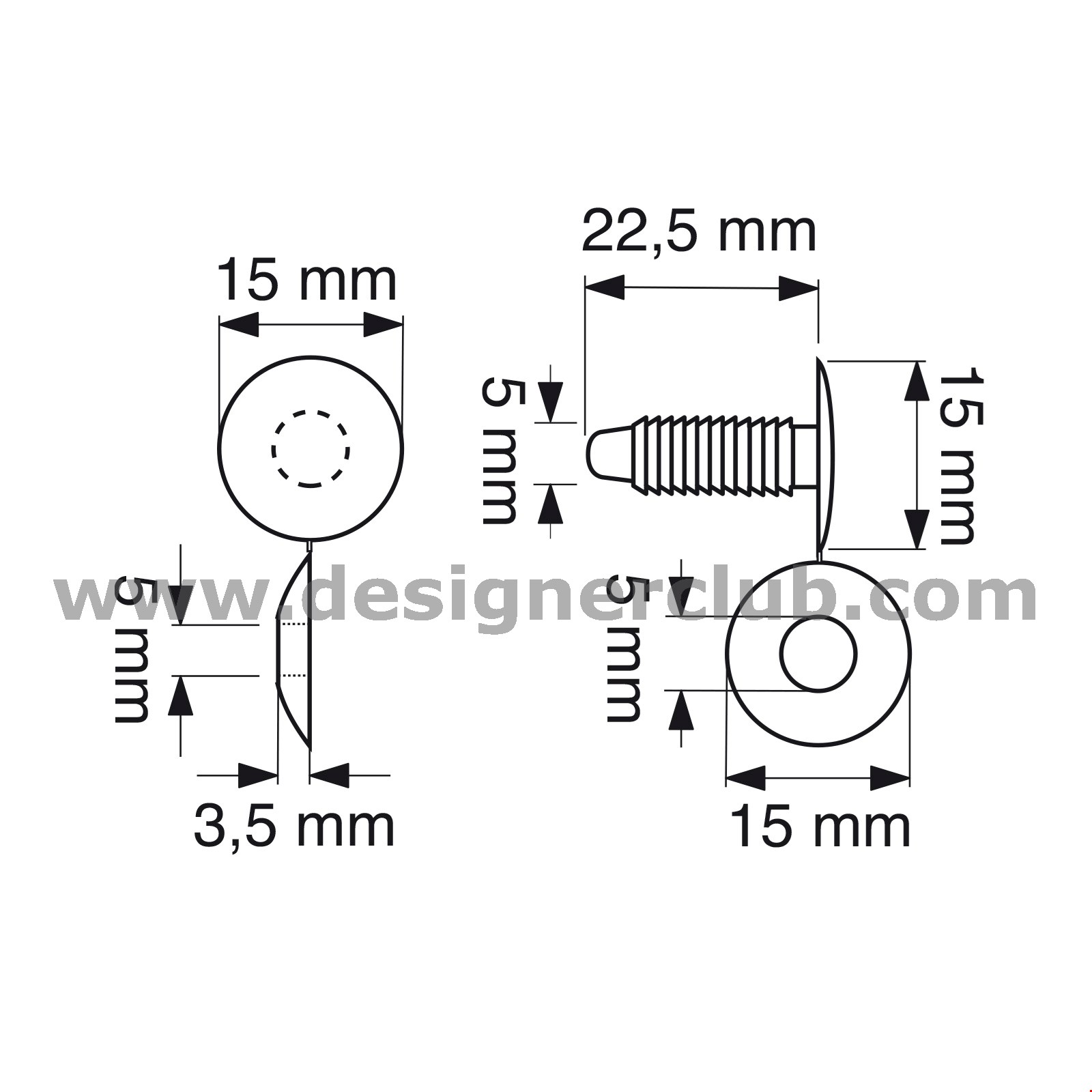 AUTOMATICO TESTA MM. 15 PER SPESSORI MAX MM. 15 NERO