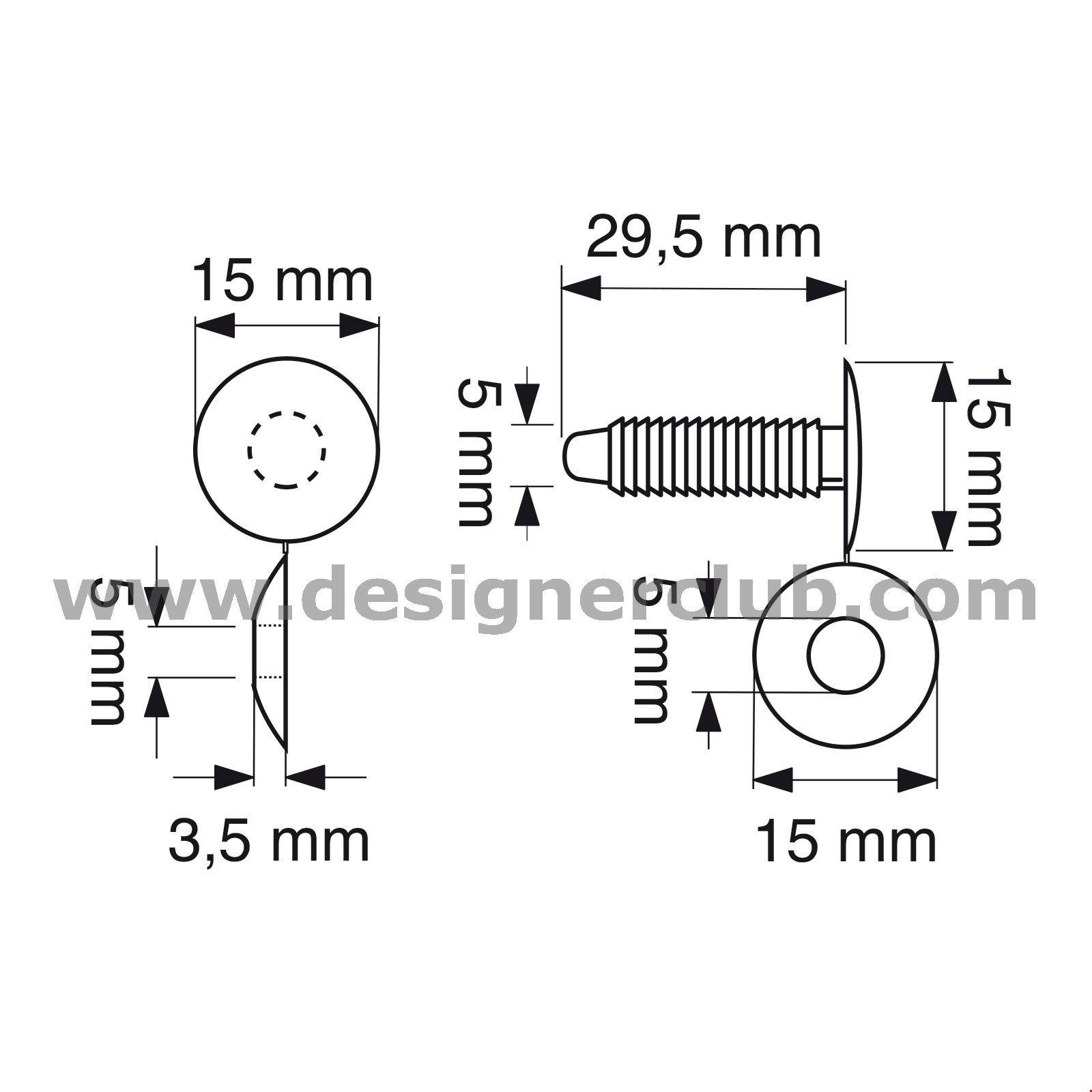 AUTOMATICO TESTA MM. 15 PER SPESSORI MAX MM. 22 NERO