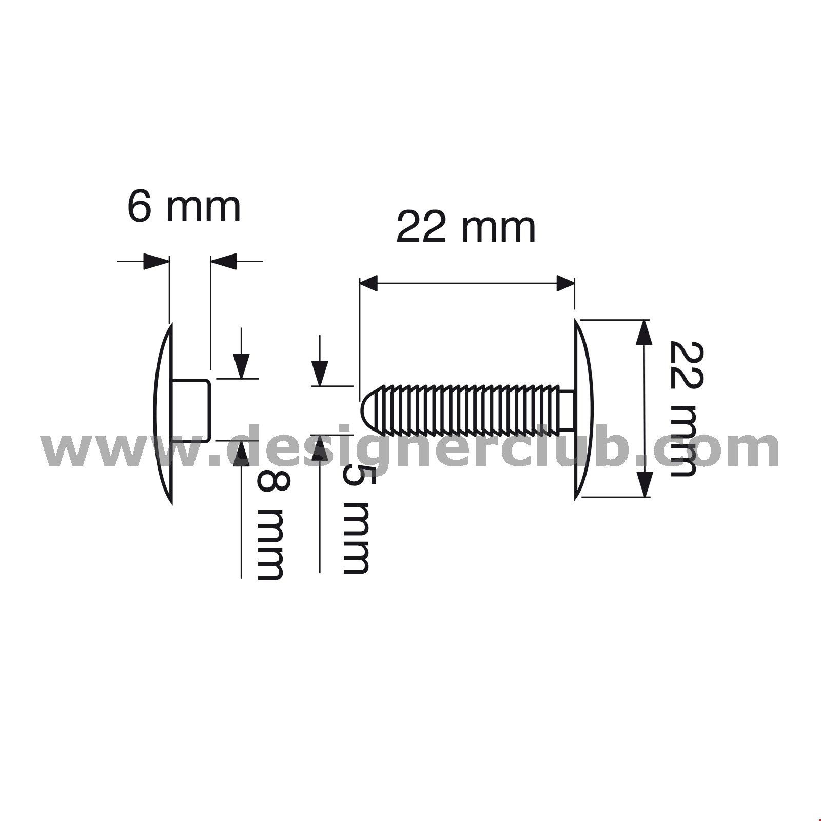 AUTOMATICO TESTA MM. 22 PER SPESS. DA MM. 6 A 22 TRASPARENTE