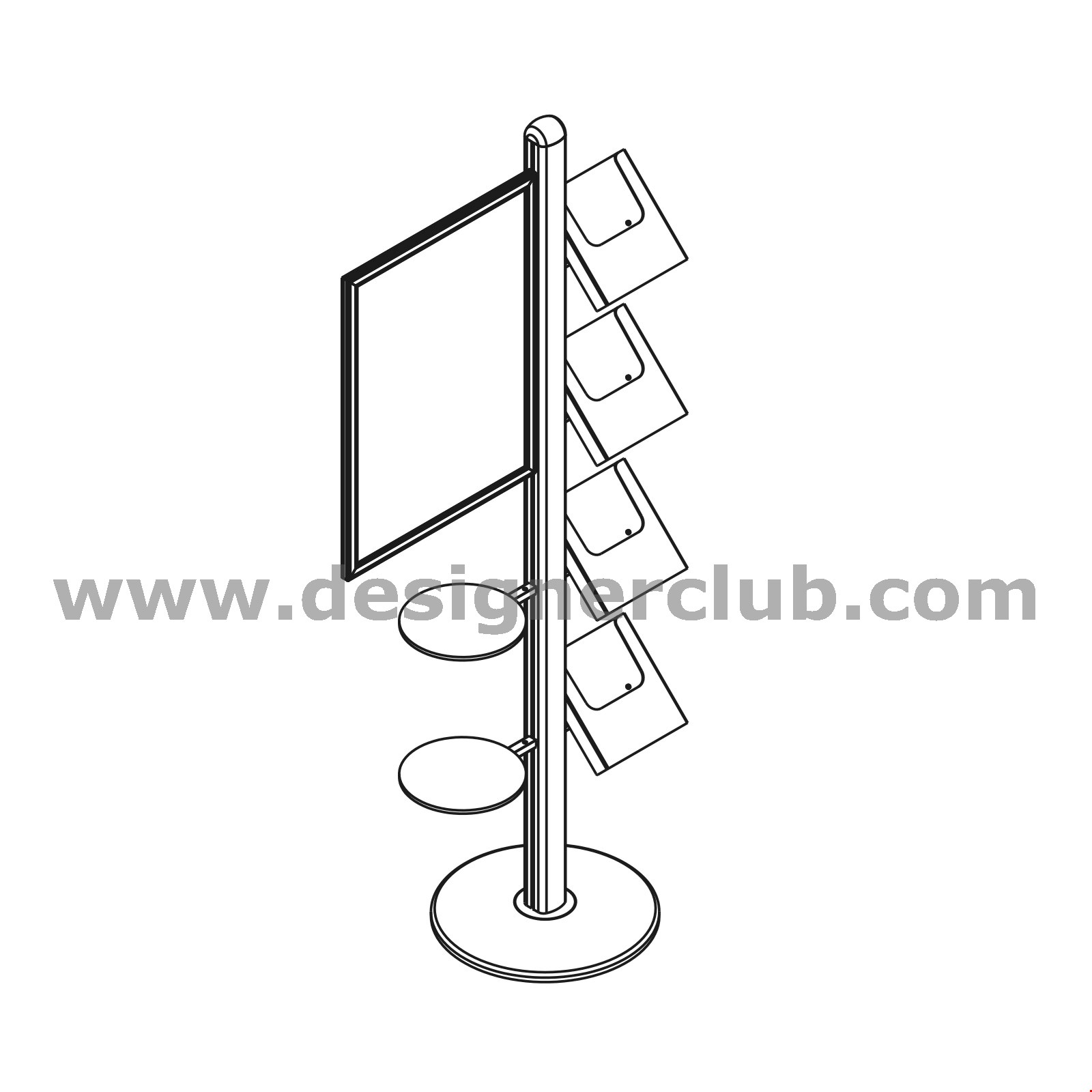 PORTA BROCHURES UNI 1/3 A4 PER ASTA 