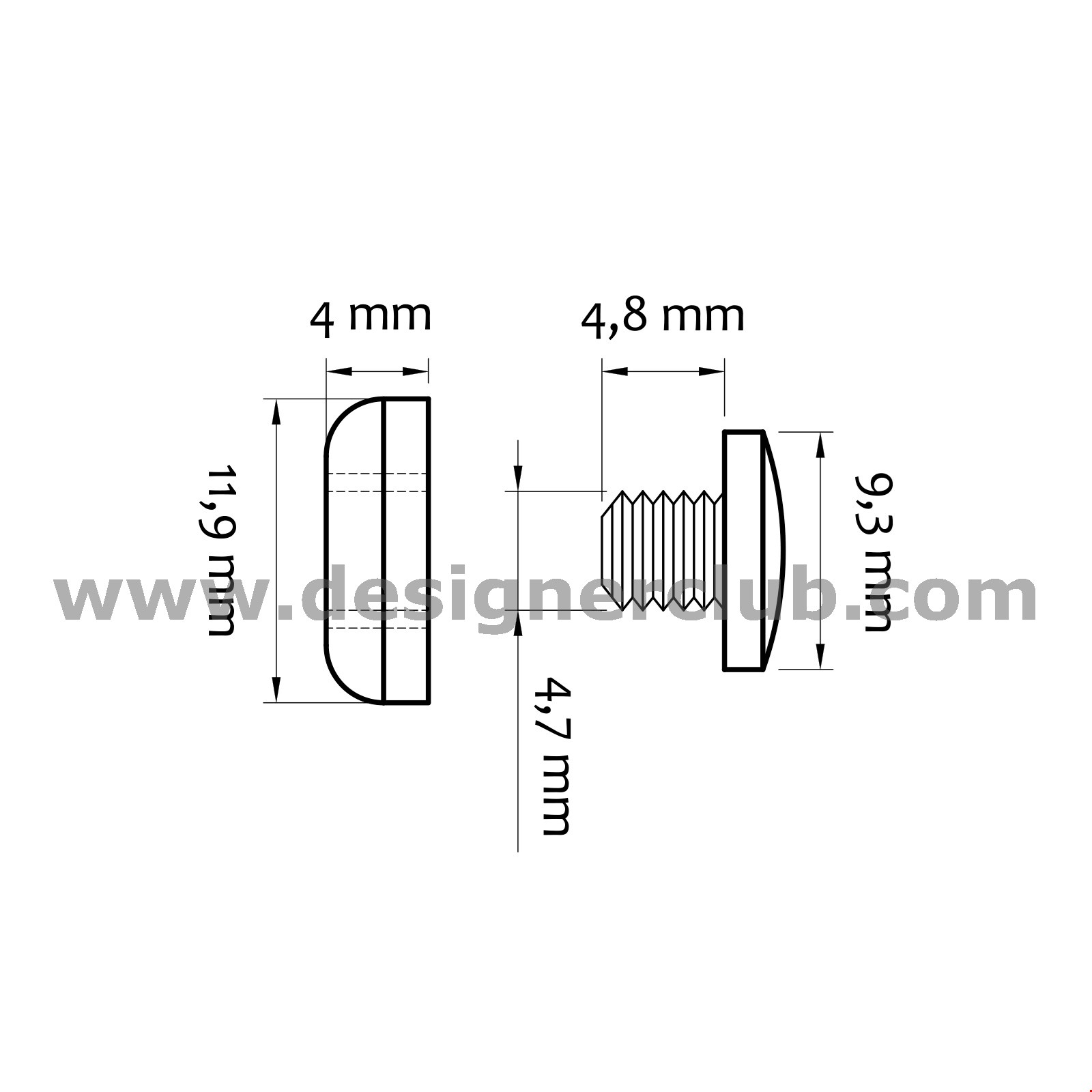 RIVETTO TESTA MM. 9 SPESSORI DA MM. 0,5 A MM. 1,5 TRASPARENTE