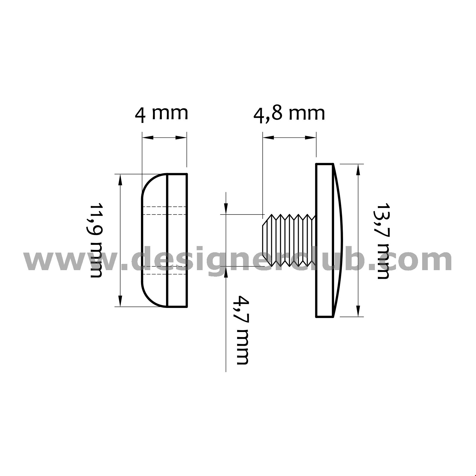 RIVETTO TESTA MM. 13,5 SPESS DA MM. 0,5 A MM. 1,5 TRASPARENTE