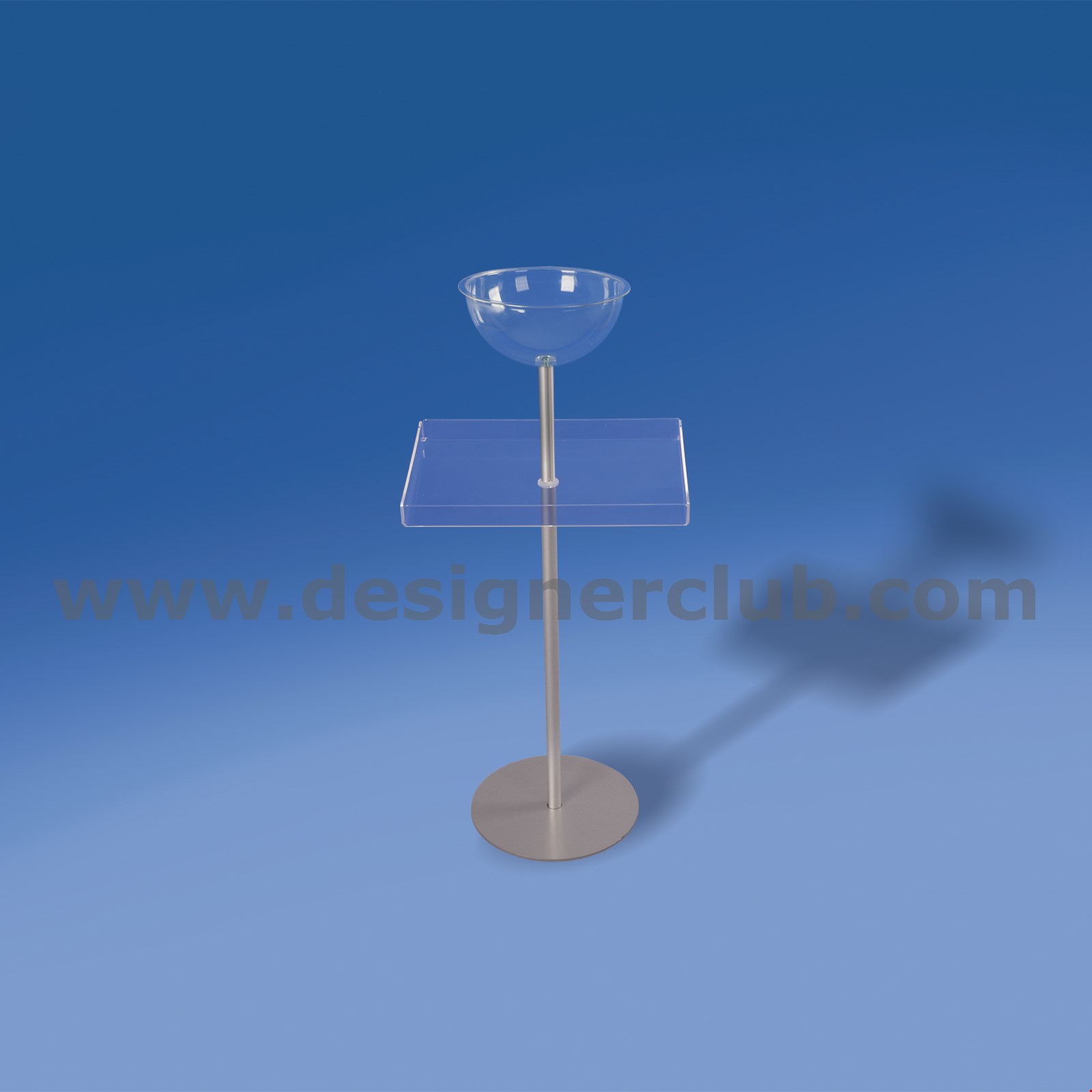 ESPOSITORE MEZZA SFERA Ø 200 MM. CON RIPIANO RETTANGOLARE