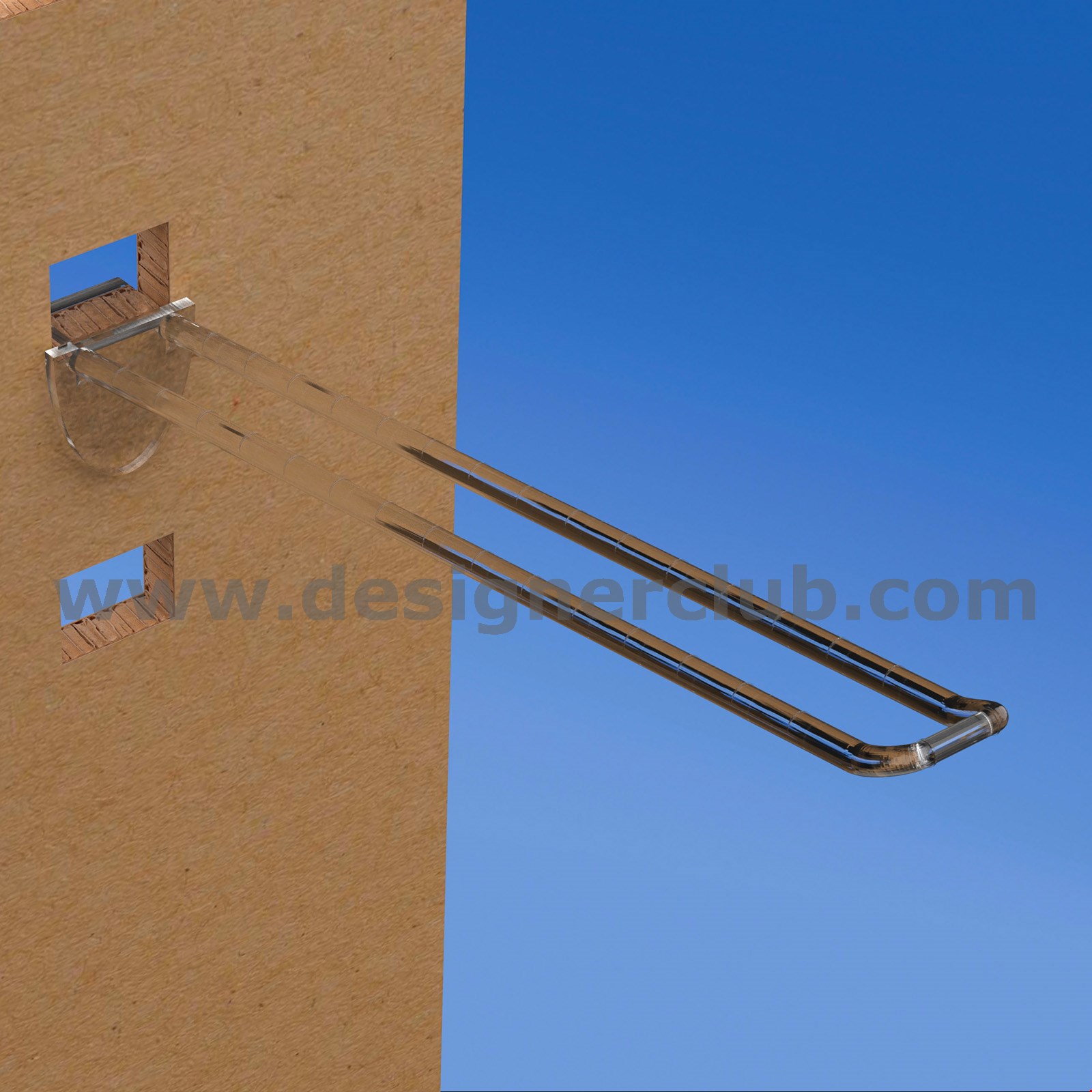 BROCHE DOPPIA UNIVERSALE PER PANNELLI SPESSORE 10/12 MM. TRASPARENTE LUNGH. MM. 200 CON FRONTALE PER PORTA ETICHETTE