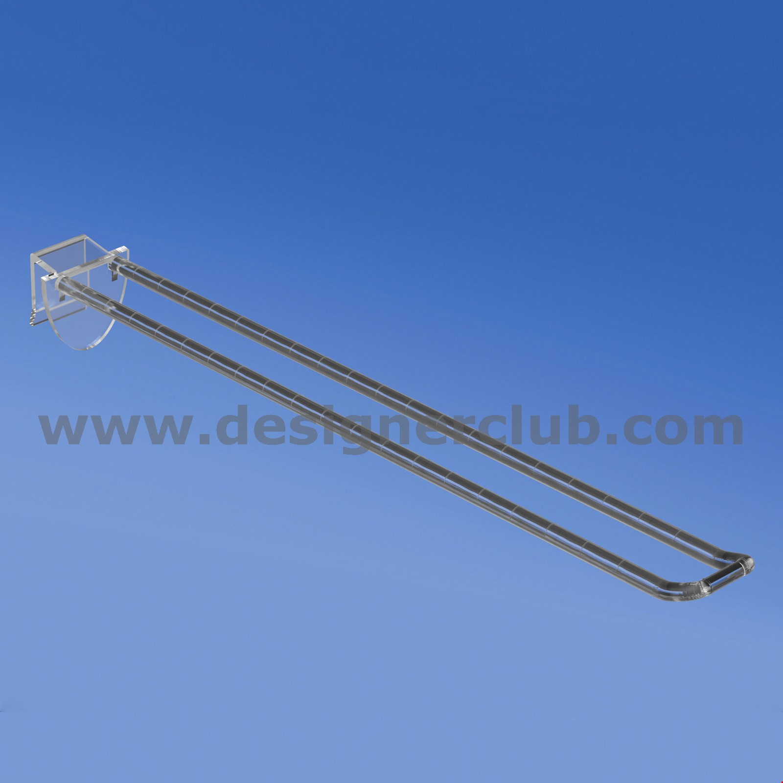 BROCHE DOPPIA UNIVERSALE PER PANNELLI SPESSORE 10/12 MM. TRASPARENTE LUNGH. MM. 250 CON FRONTALE PER PORTA ETICHETTE