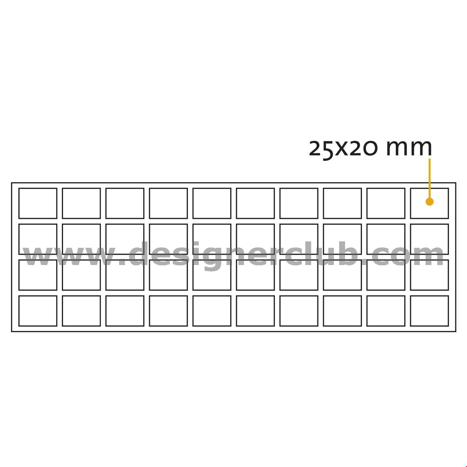 BOLLINO BIADESIVO RETTANGOLARE MM. 25X20