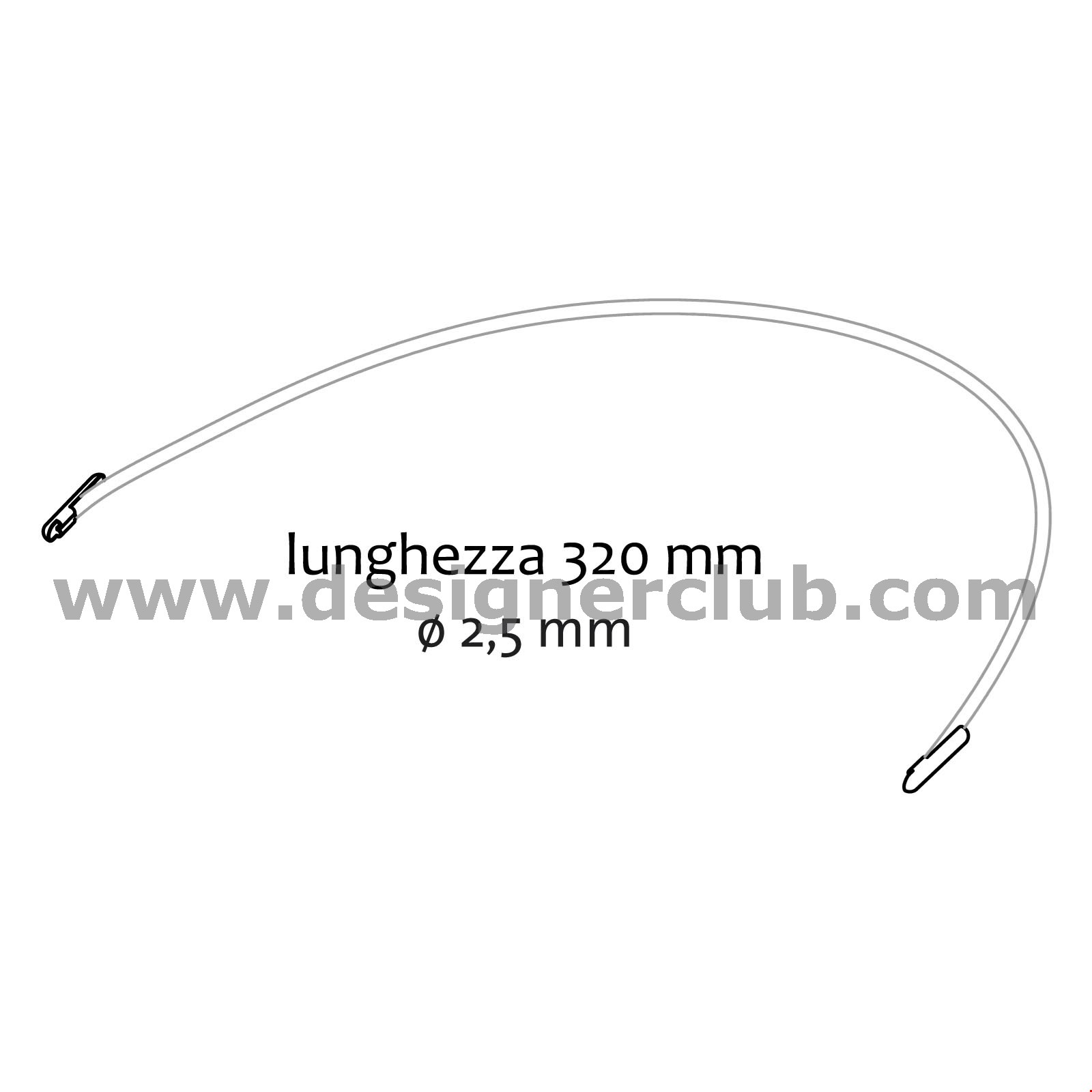 ELASTICO PIATTO CON CAPOCORDA NERO 210 MM