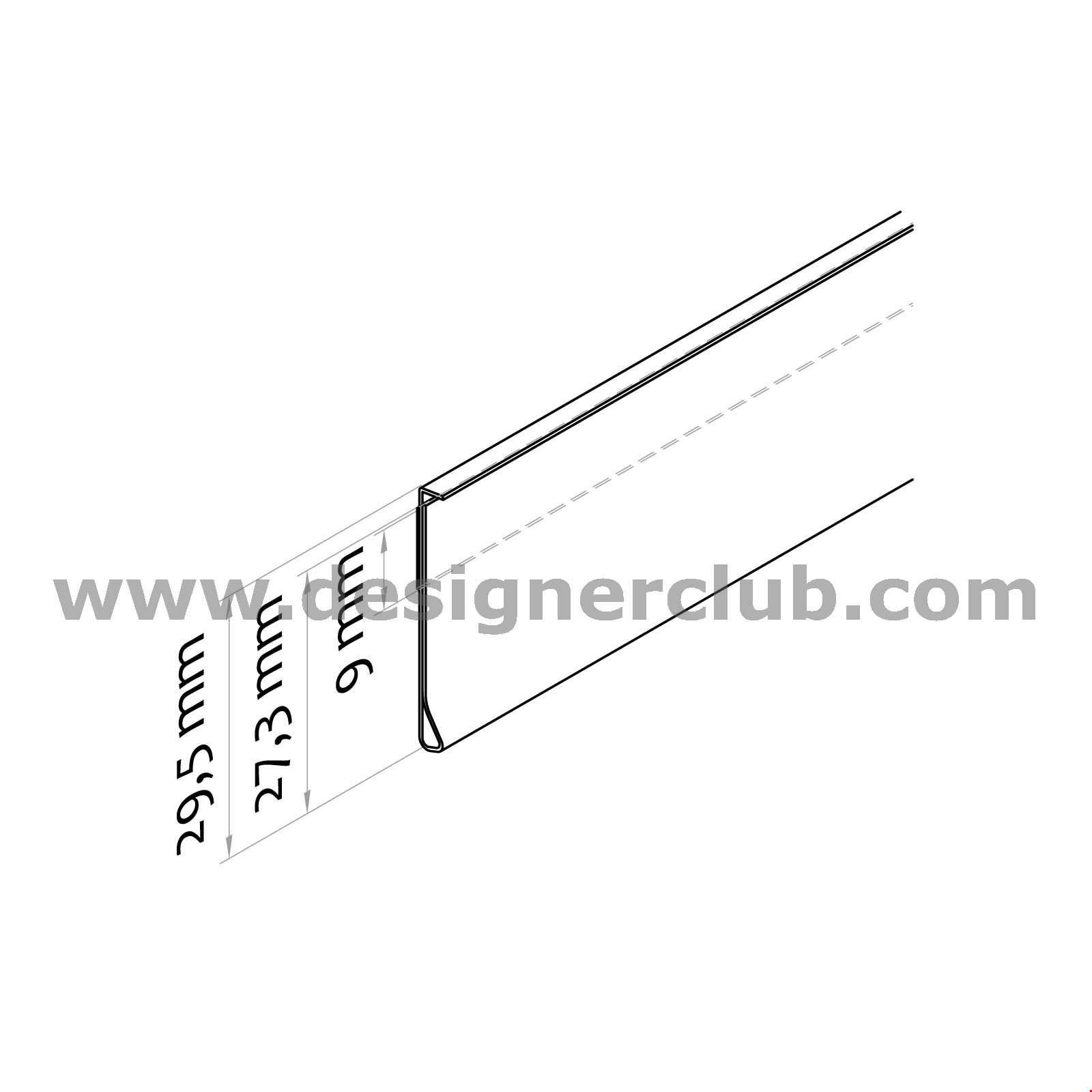 PROFILO PORTA PREZZI TRASPARENTE ESTRUSO MM. 25 X 1325