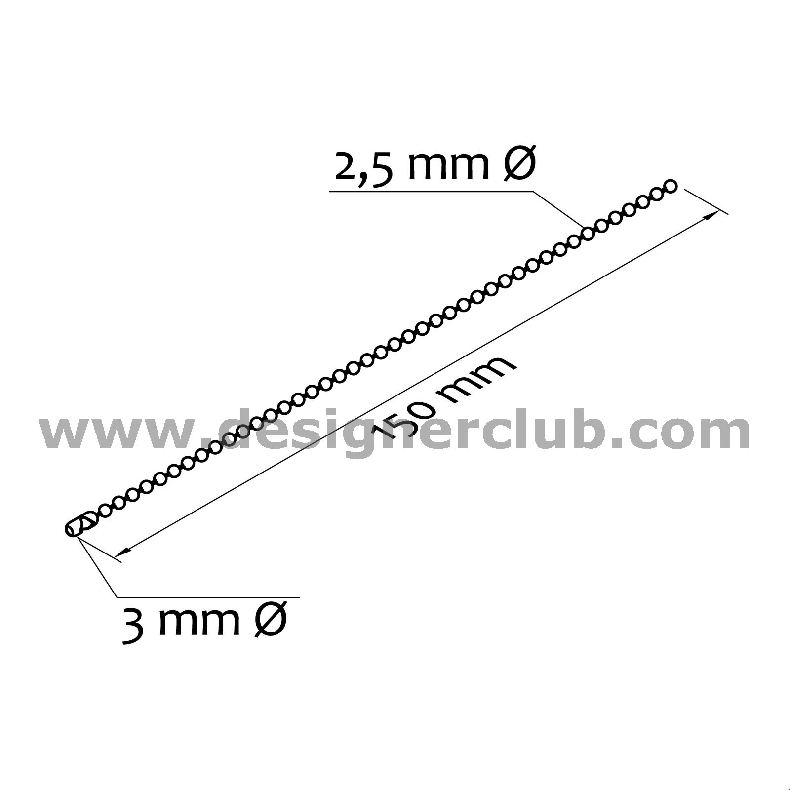 CATENELLA CON PALLINI MM. 150