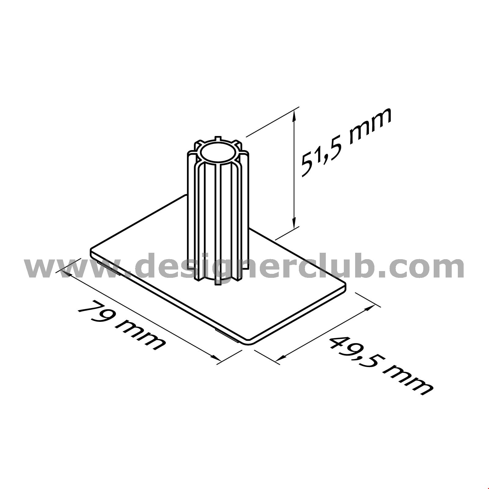BASE ADESIVA PER TUBO DIAMETRO MM. 21/25