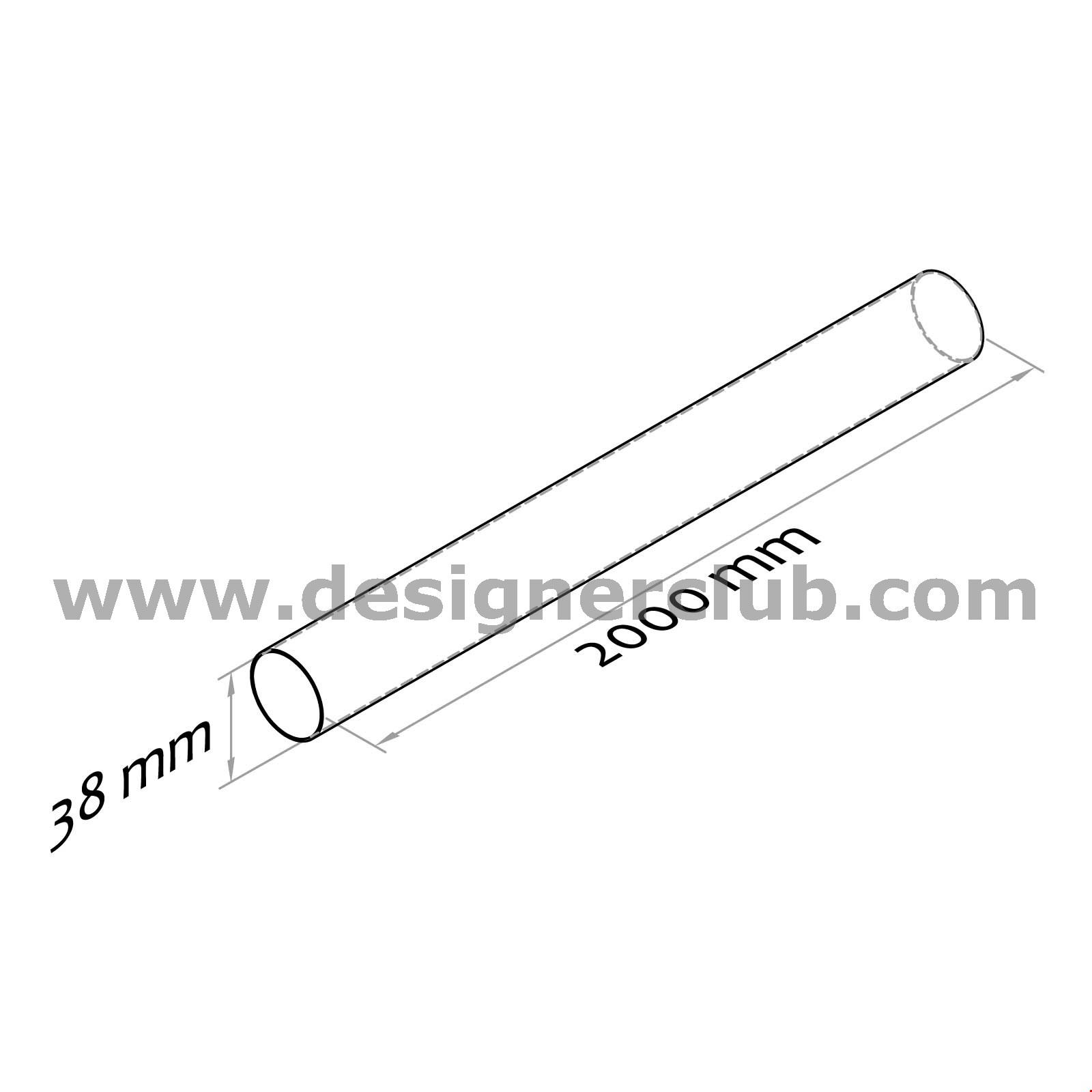 TUBO TRASPARENTE IN PVC LUNGH. MT. 2 DIAM. 38 MM.
