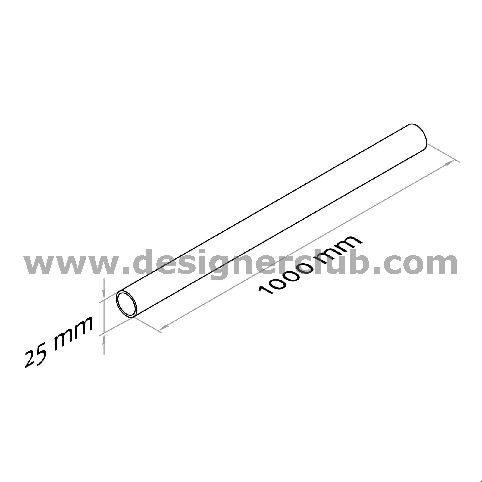 TUBO BIANCO IN PVC LUNGH. MT. 1 DIAM. 25 MM.