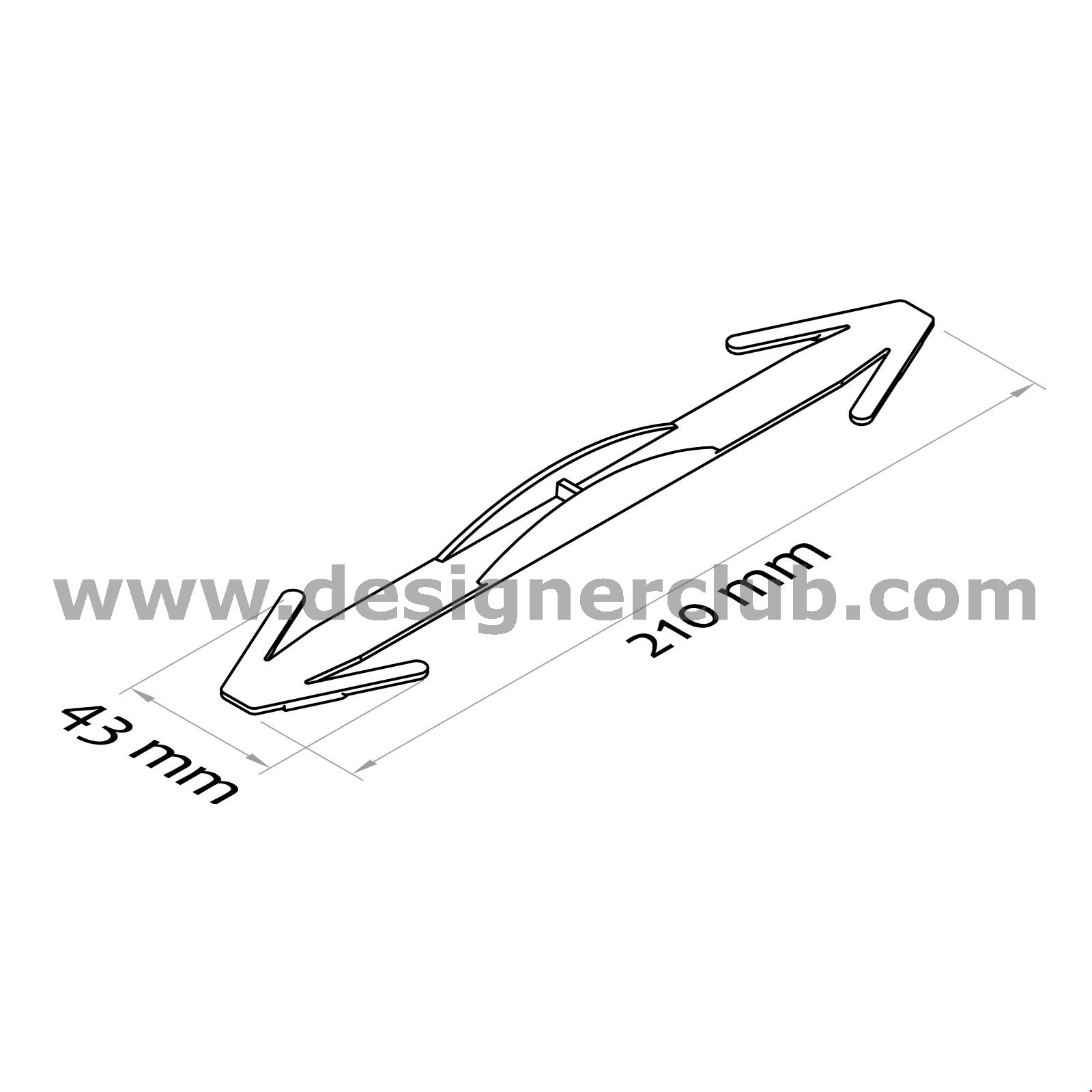 MANIGLIA IN PLASTICA A FRECCIA MM. 210
