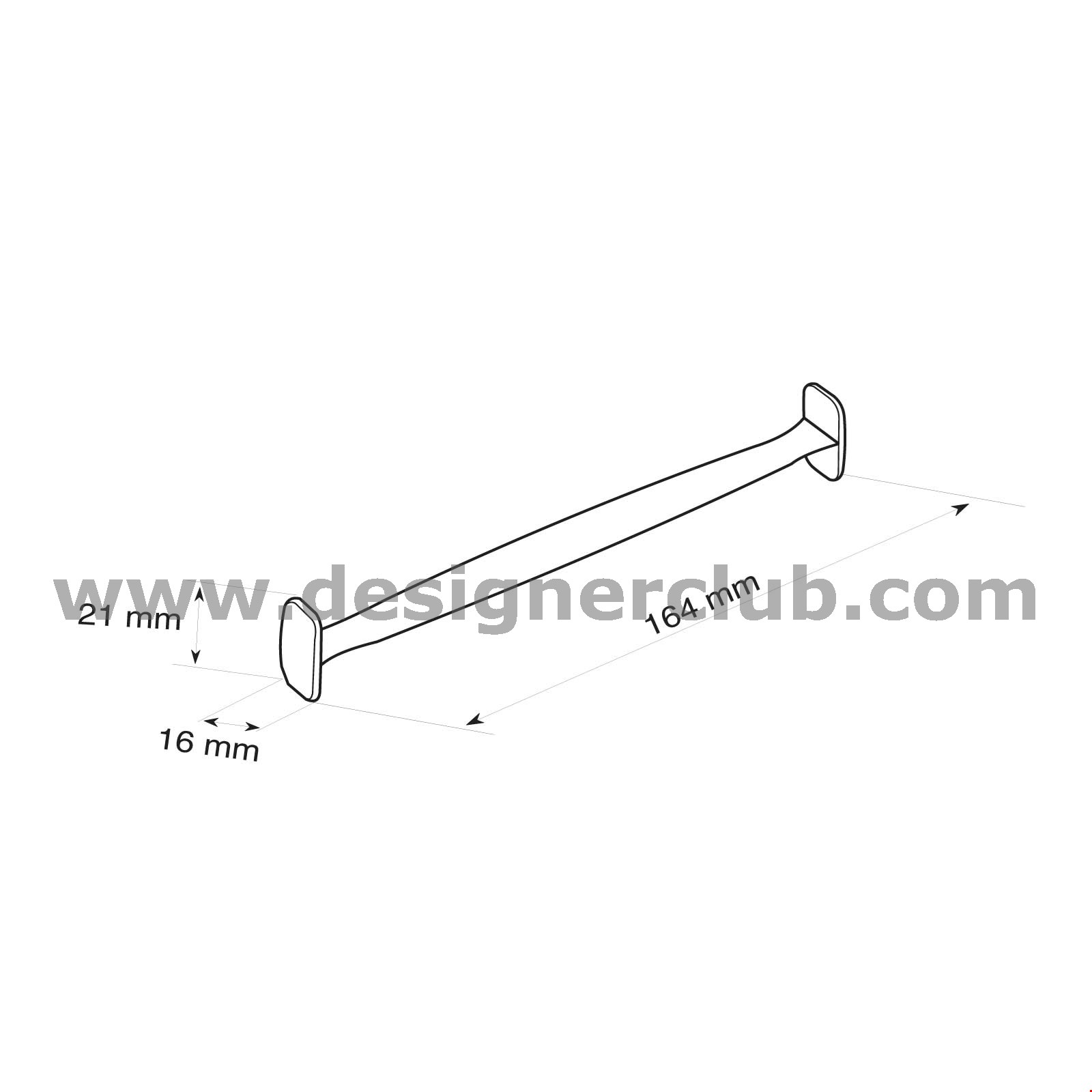 MANIGLIA IN PLASTICA RETTANGOLARE MM. 164