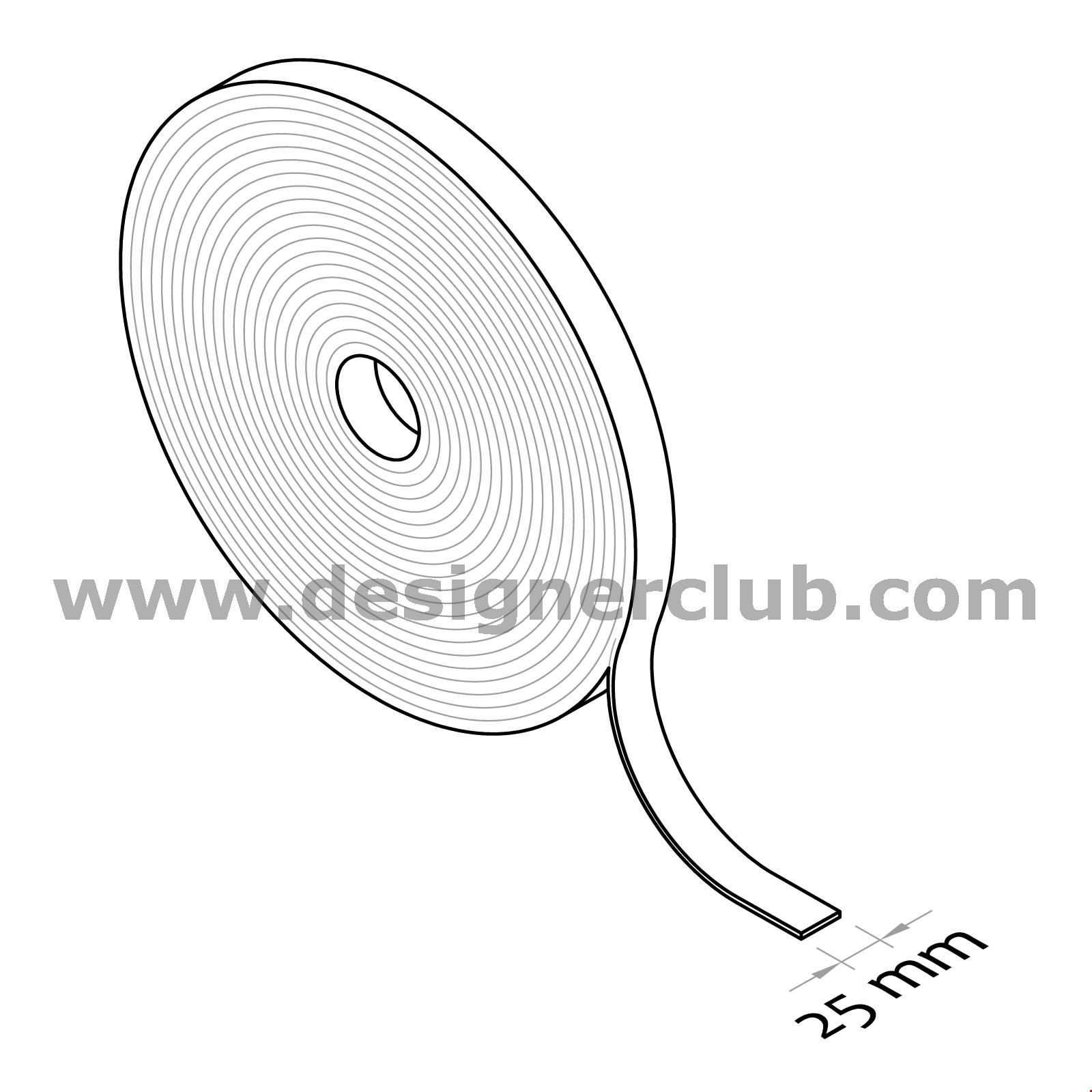RULLO DI BIADESIVO SCHIUMA MM. 25 X 100 MT