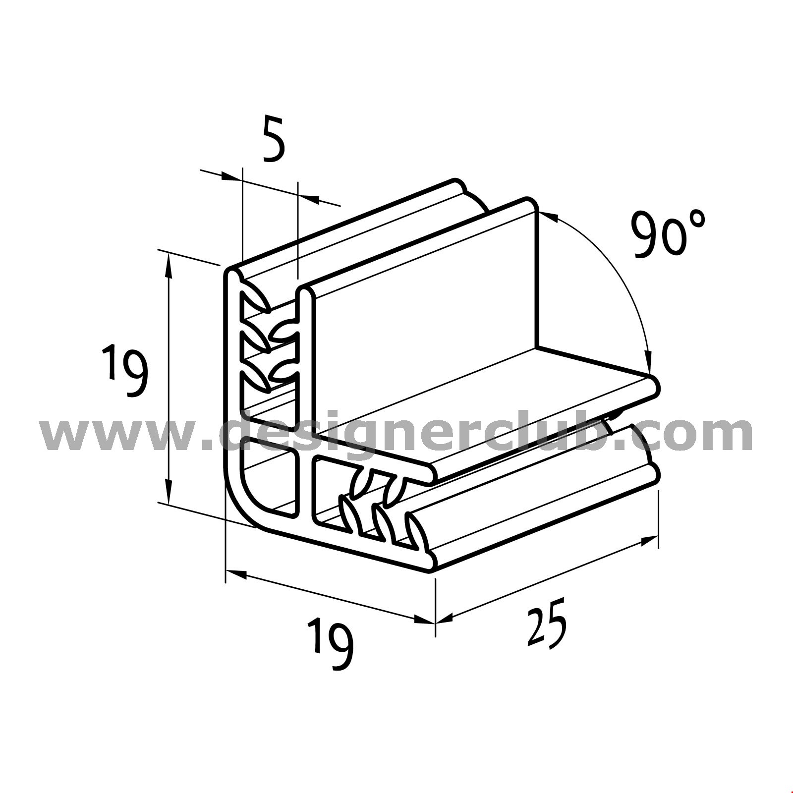 GRIPPER DI GIUNZIONE A 2 USCITE A FORMA DI L (90°) DI MM. 25