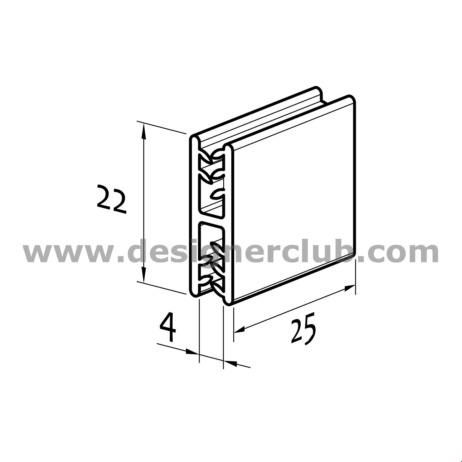 GRIPPER DI GIUNZIONE A FORMA DI H (180°) DI MM. 25