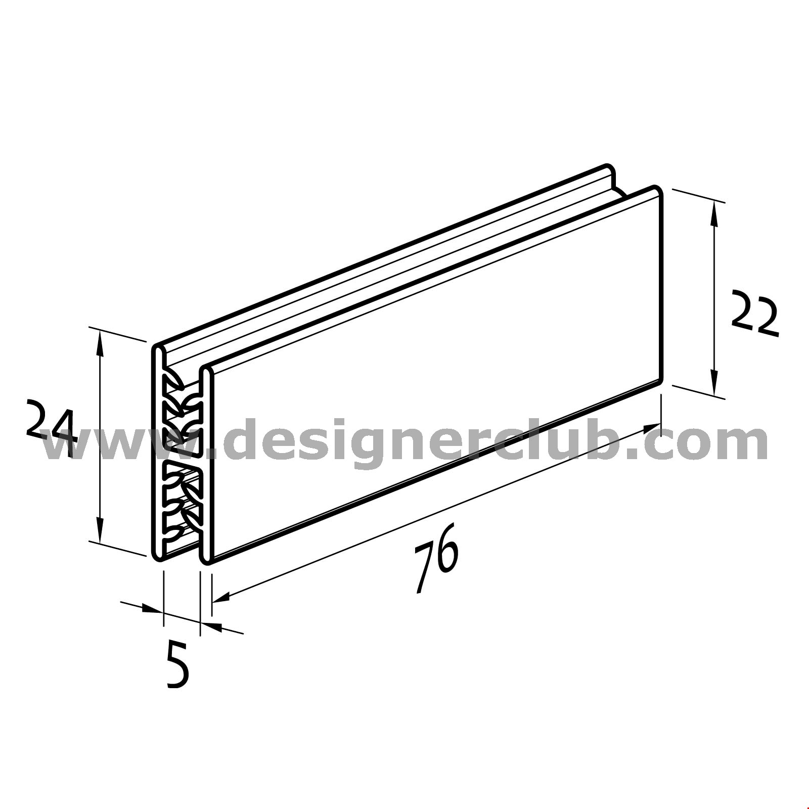 GRIPPER DI GIUNZIONE A FORMA DI H (180°) DI MM. 76