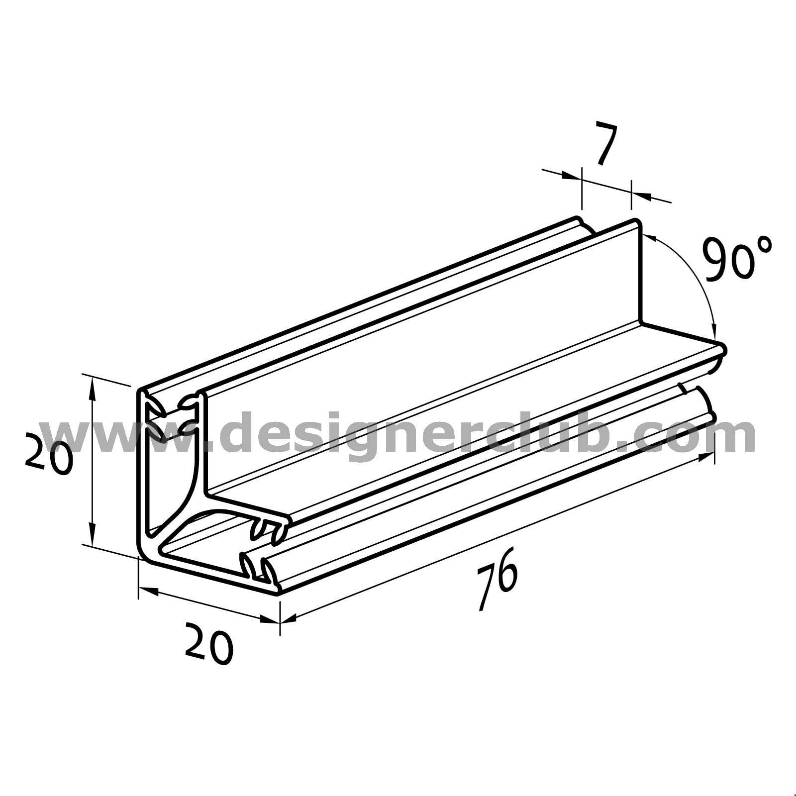 SUPER GRIPPER DI GIUNZIONE A FORMA DI L (90°) DI MM. 76