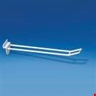 BROCHE DOPPIA BIANCA IN PLASTICA PER PANNELLI DOGATI CON PORTA ETICHETTE LUNGO LUNGH. MM. 200