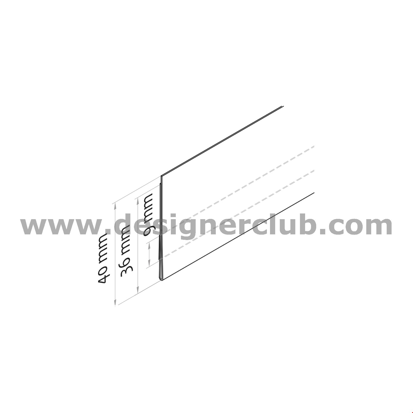 PROFILO PORTA PREZZI, ADESIVO NELLA PARTE INFERIORE MM. 38 X 1330 PVC ANTIRIFLESSO