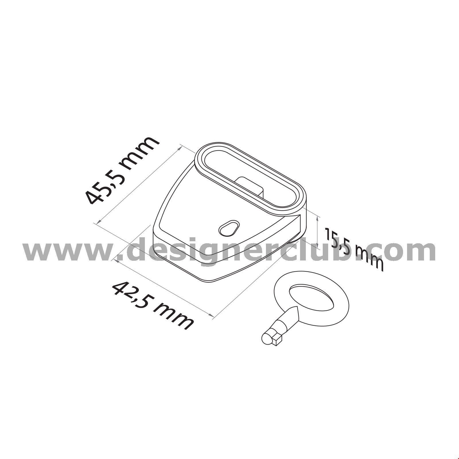 ANTITACCHEGGIO BIANCO PER BROCHE DOPPIA CON CHIAVETTA INCLUSA - 45,5 MM. X 42,5 MM.
