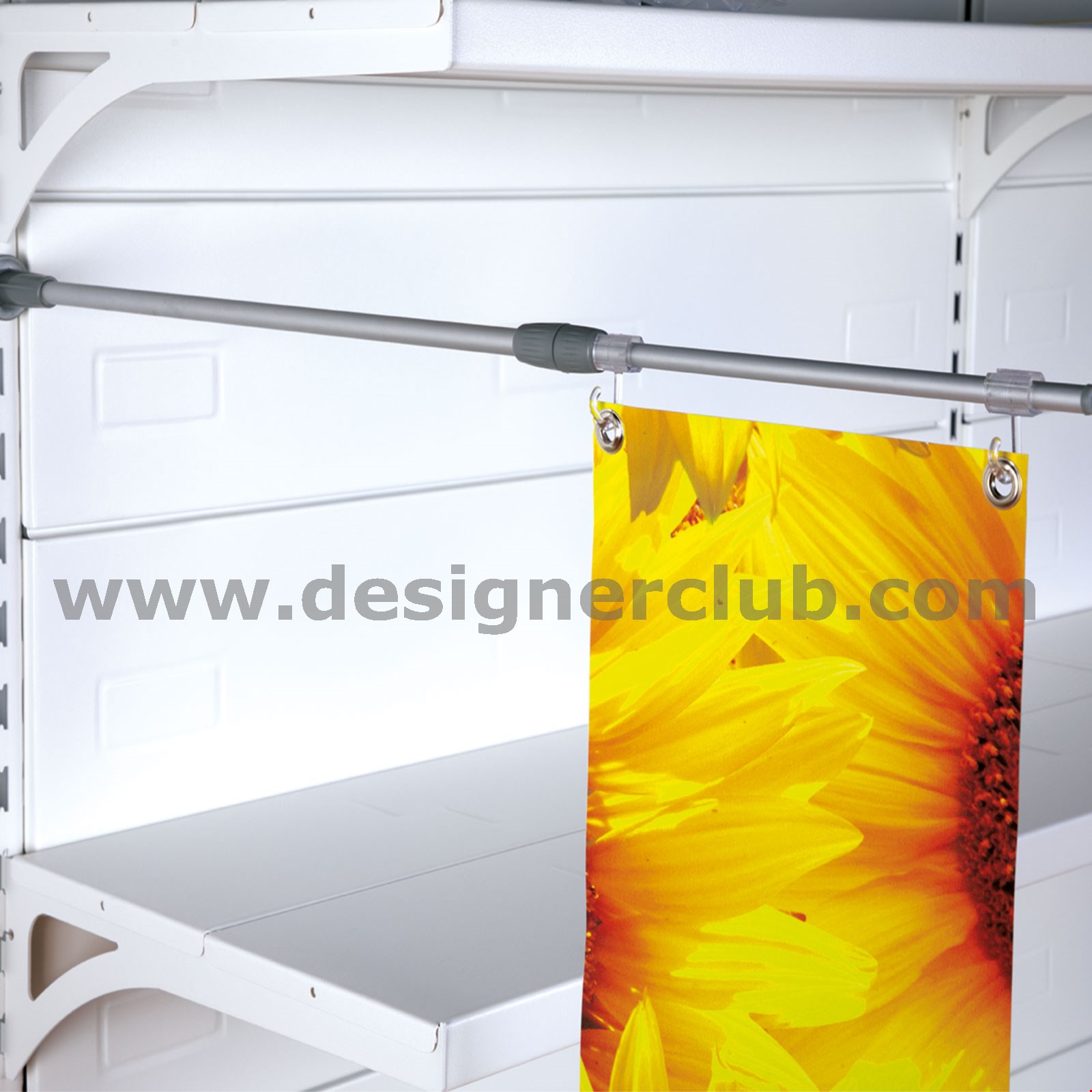 PORTA BANNER TELESCOPICO PER CREMAGLIERA - MONTANTE DI SCAFFALE