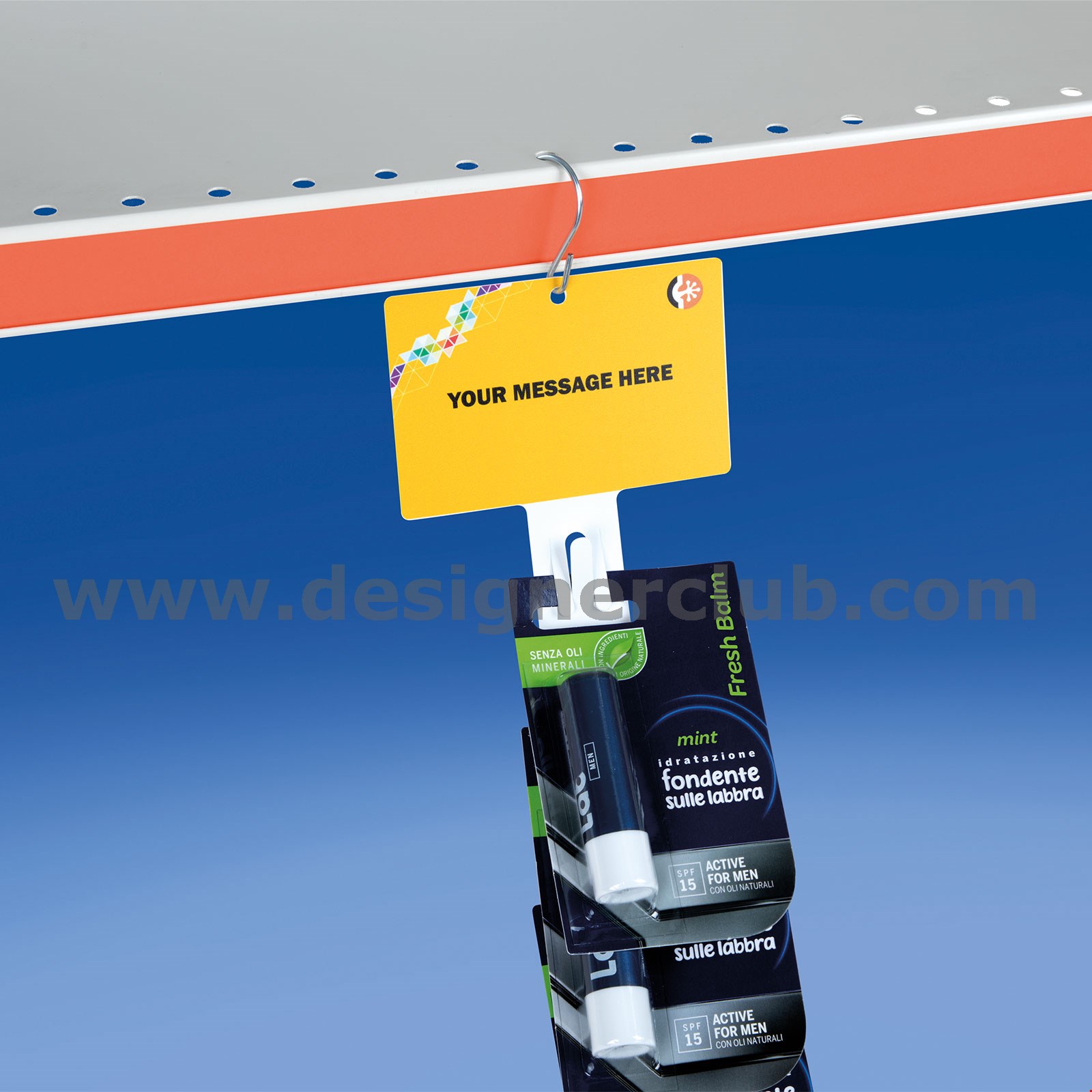 STRISCIA 12 POSTI IN PP BIANCO CON PORTA ETICHETTA MM. 110 X 70
