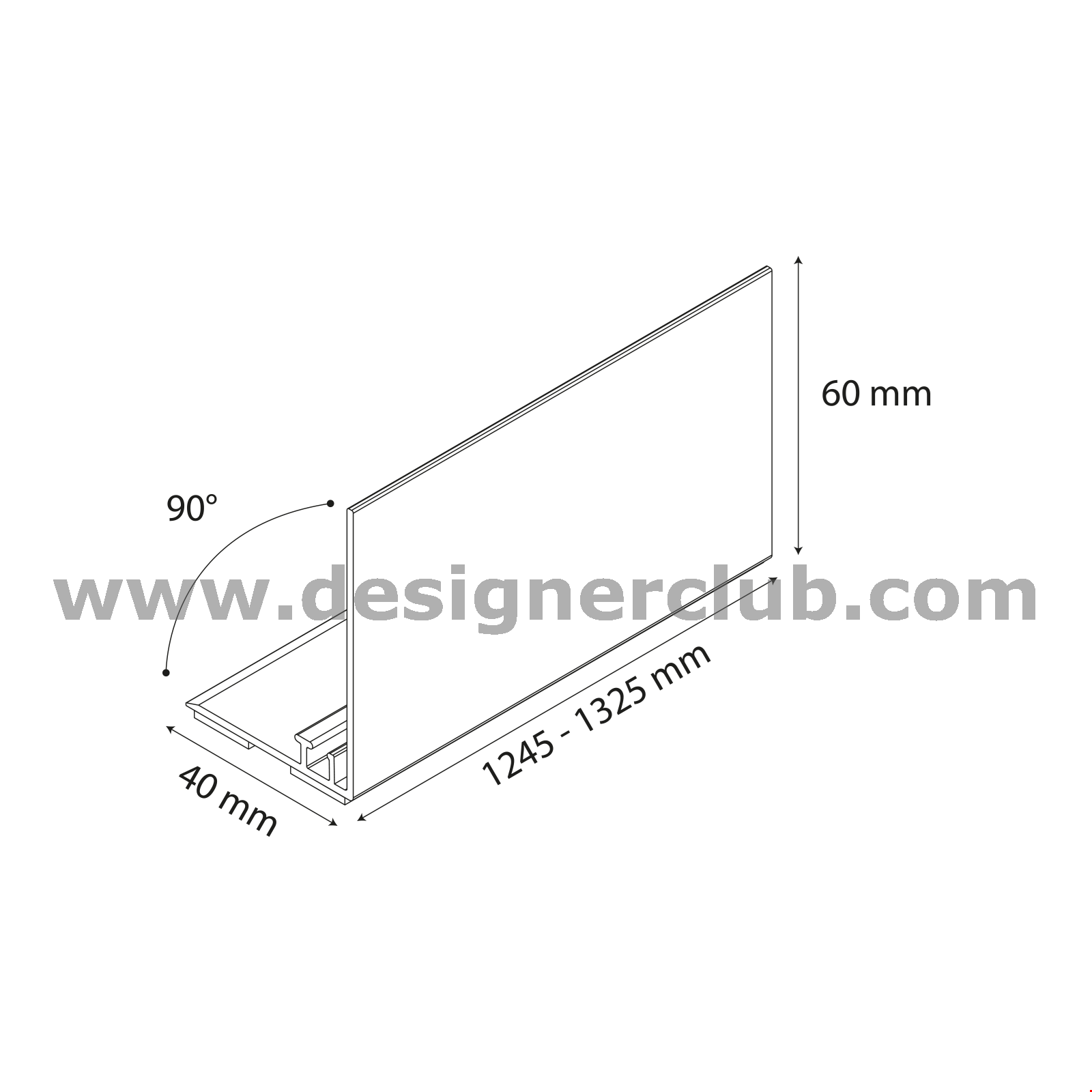 BINARIO A 90° ALTEZZA MM. 80 LUNGHEZZA MM. 1325 CON BASE MAGNETICA