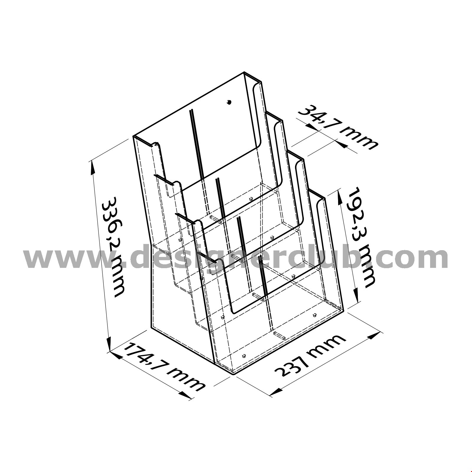 PORTA BROCHURE DA BANCO F.TO A4 - 4 TASCHE - CON FORI