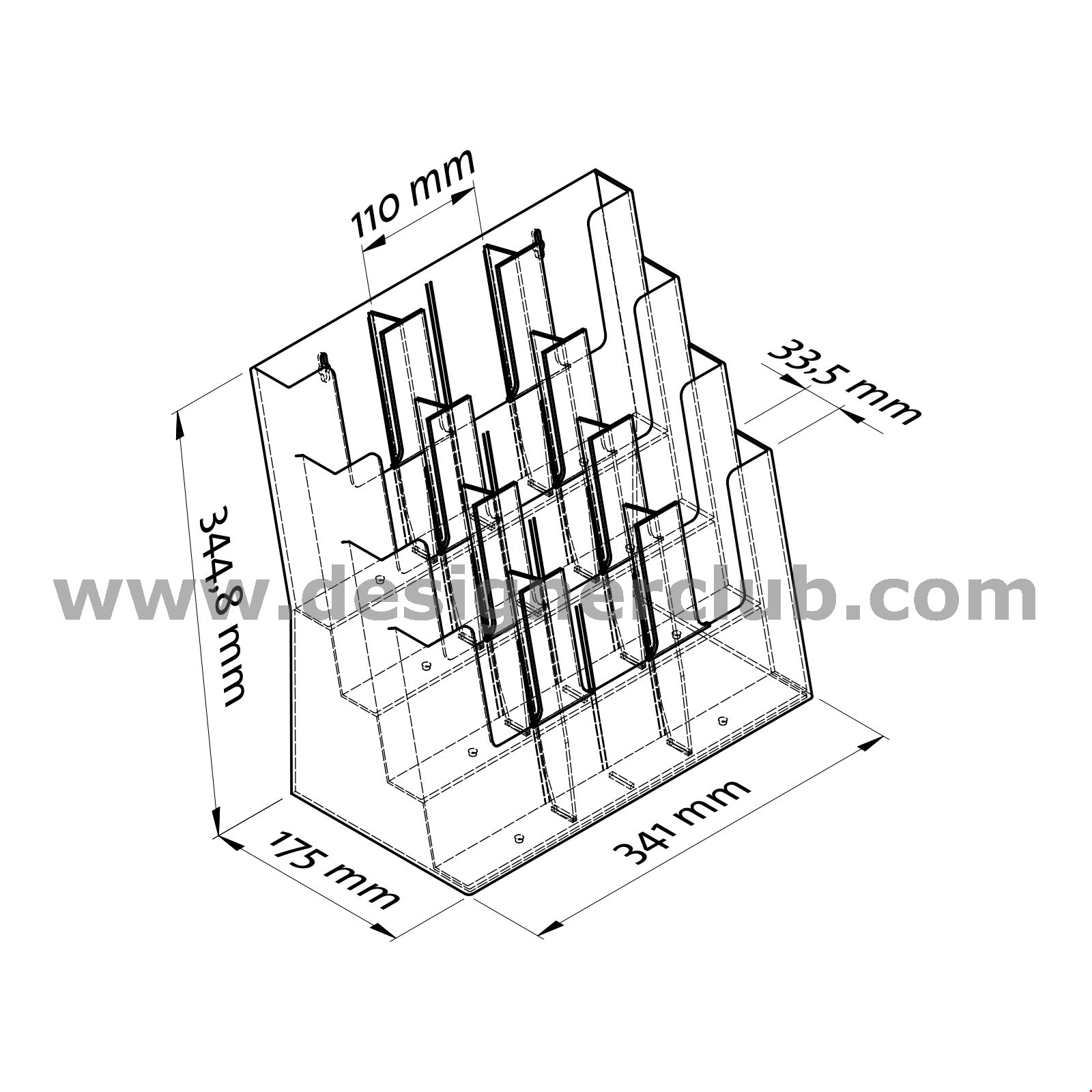 PORTA BROCHURE DA BANCO F.TO A4 - 4 TASCHE TRIPLO - CON FORI