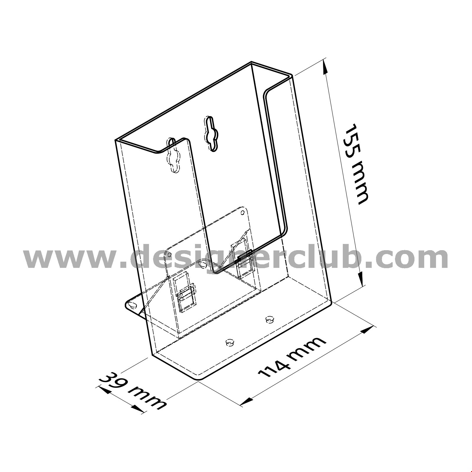 PORTA BROCHURE DA PARETE F.TO 1/3 A4 - 1 TASCA - CON FORI E CLIP