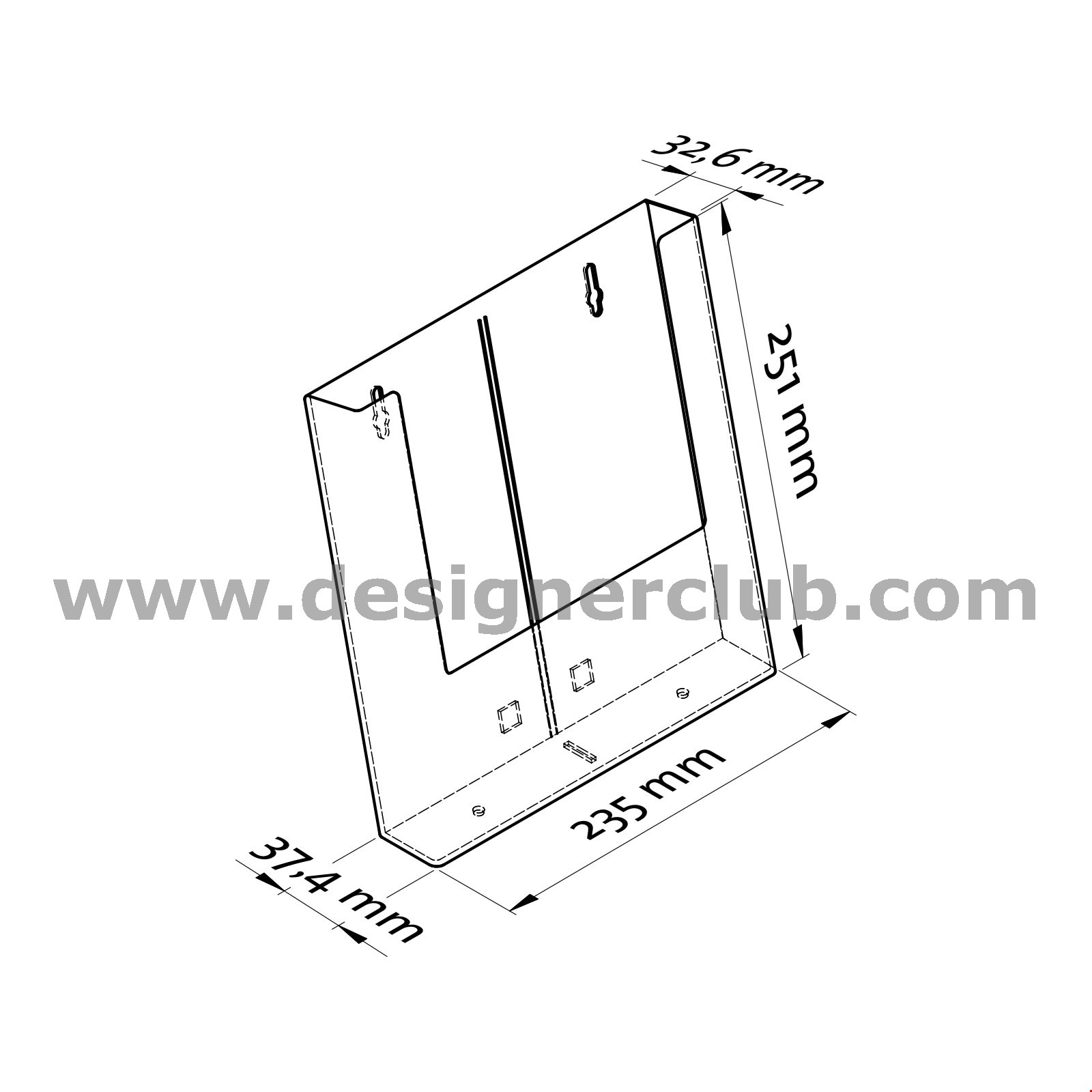 PORTA BROCHURE DA PARETE F.TO A4 - 1 TASCA - CON FORI