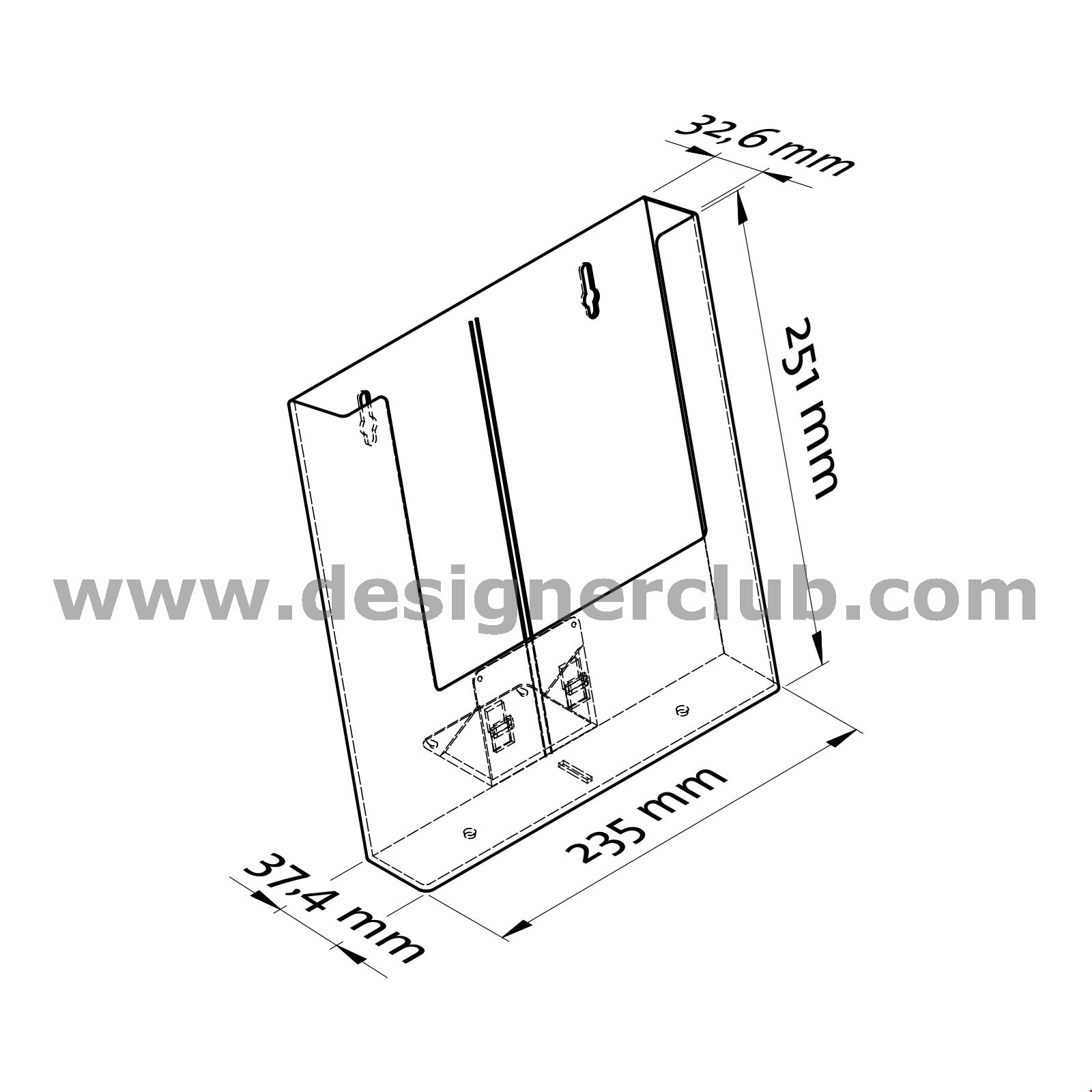 PORTA BROCHURE DA PARETE F.TO A4 - 1 TASCA - CON FORI E CLIP