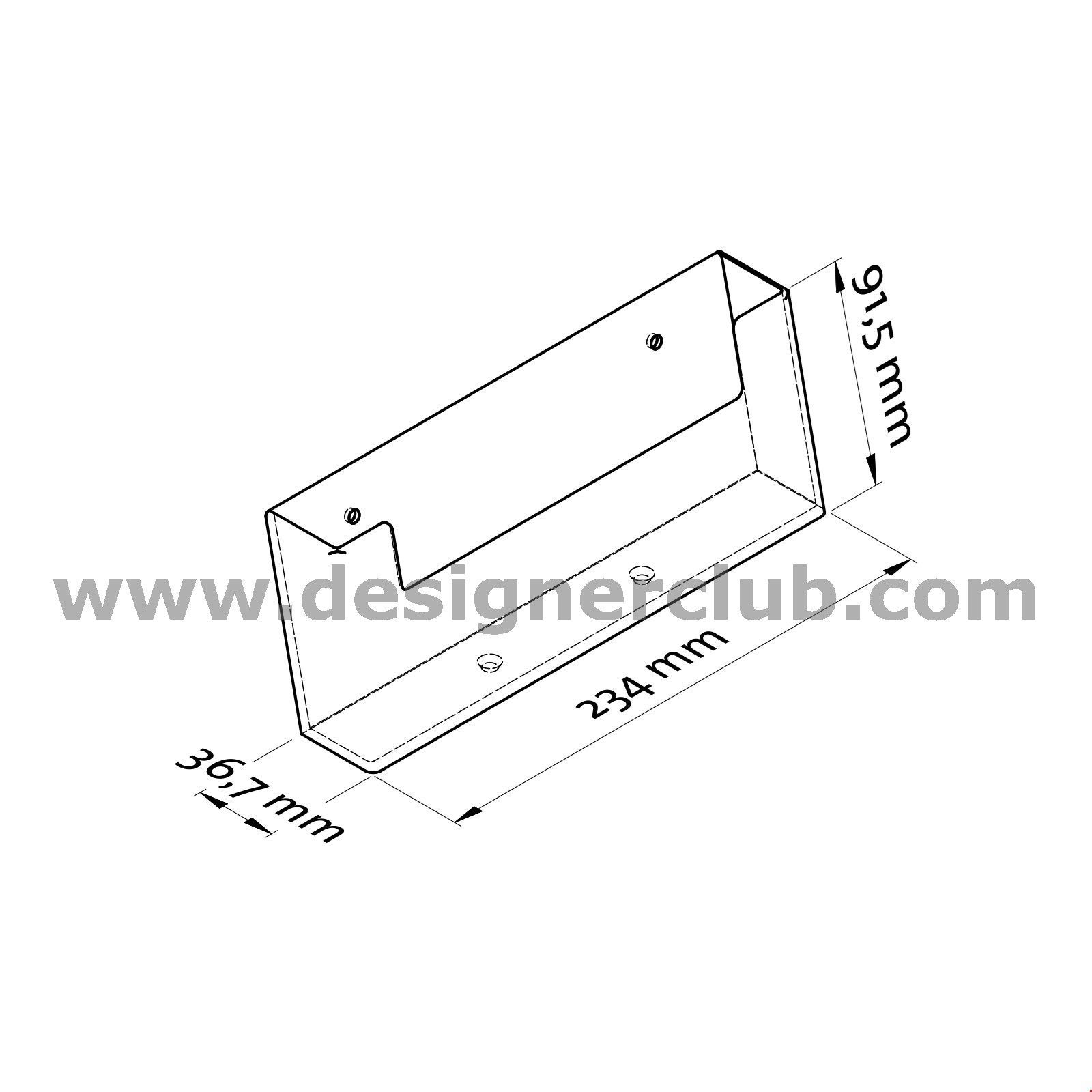 PORTA BROCHURE DA PARETE ORIZZONTALE F.TO 1/3 A4 - 1 TASCA