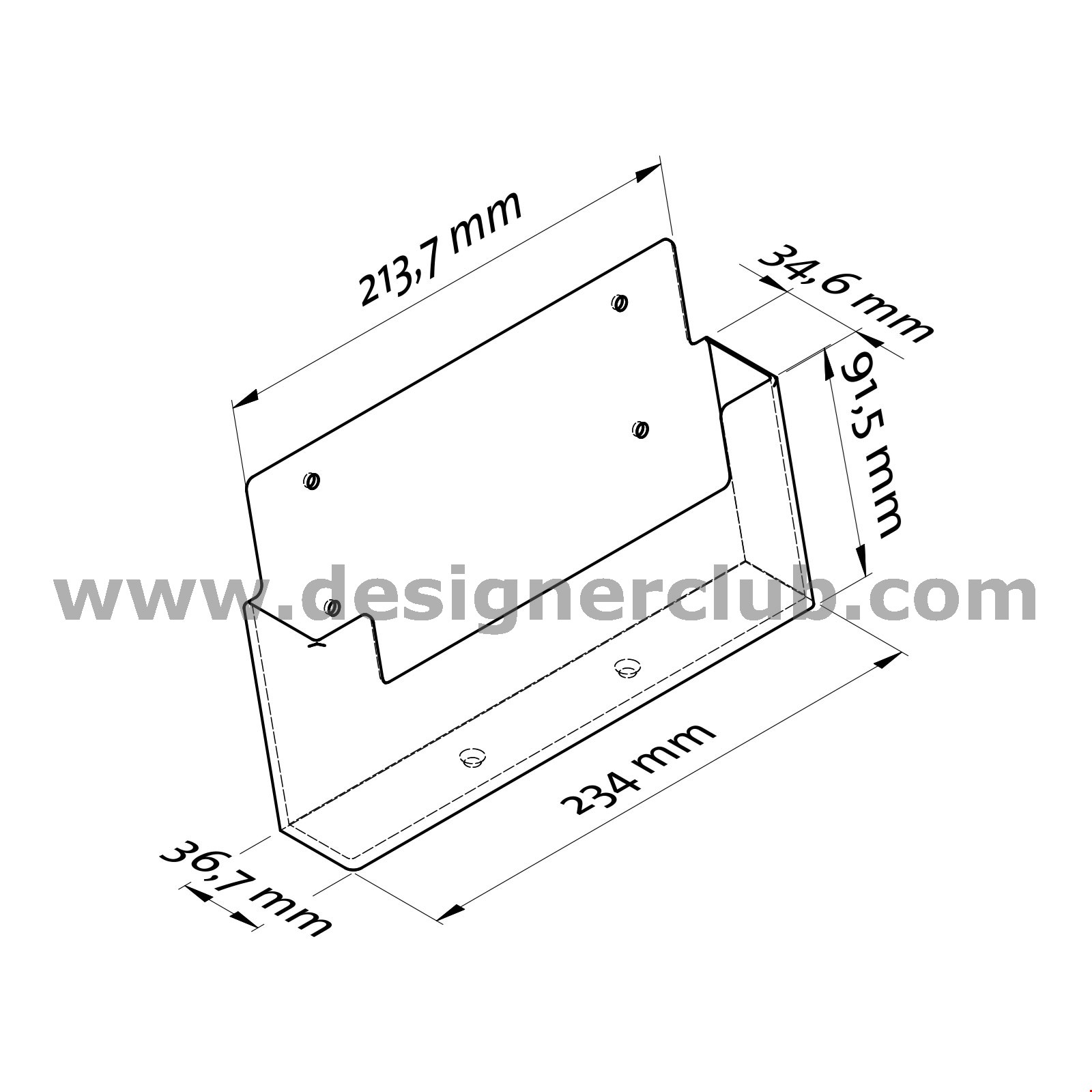 PORTA BROCHURE DA PARETE ORIZZONTALE F.TO A5 - 1 TASCA