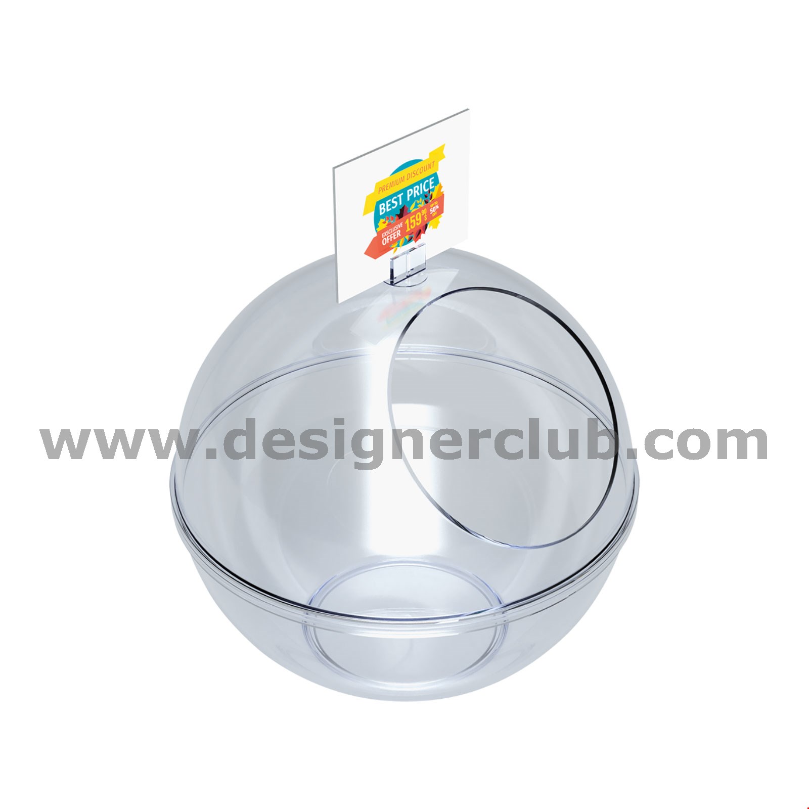 CONTENITORE SFERA Ø 200 MM. CON PORTA MESSAGGIO