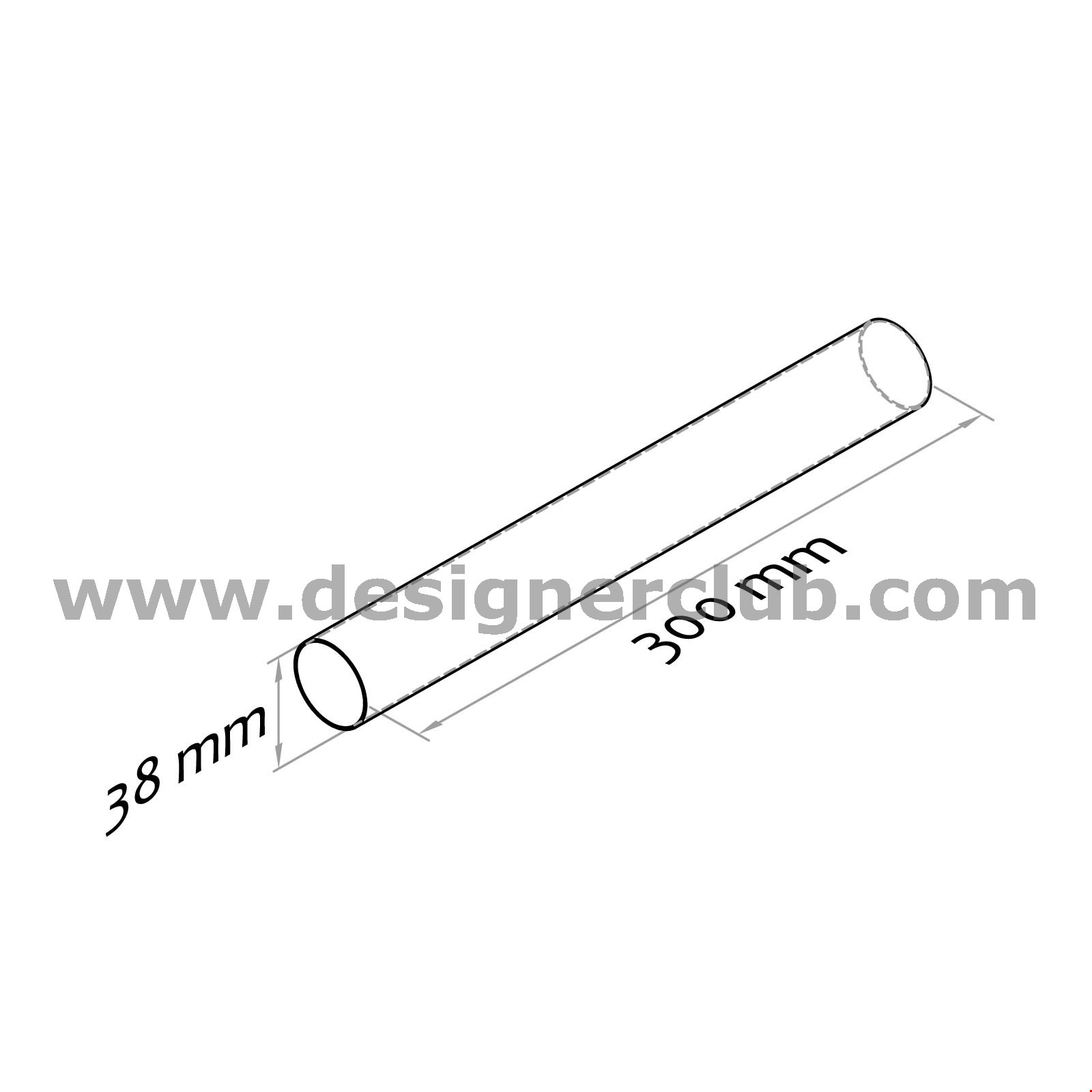 TUBO TRASPARENTE IN PVC LUNGH. MM. 300 DIAM. 38 MM.
